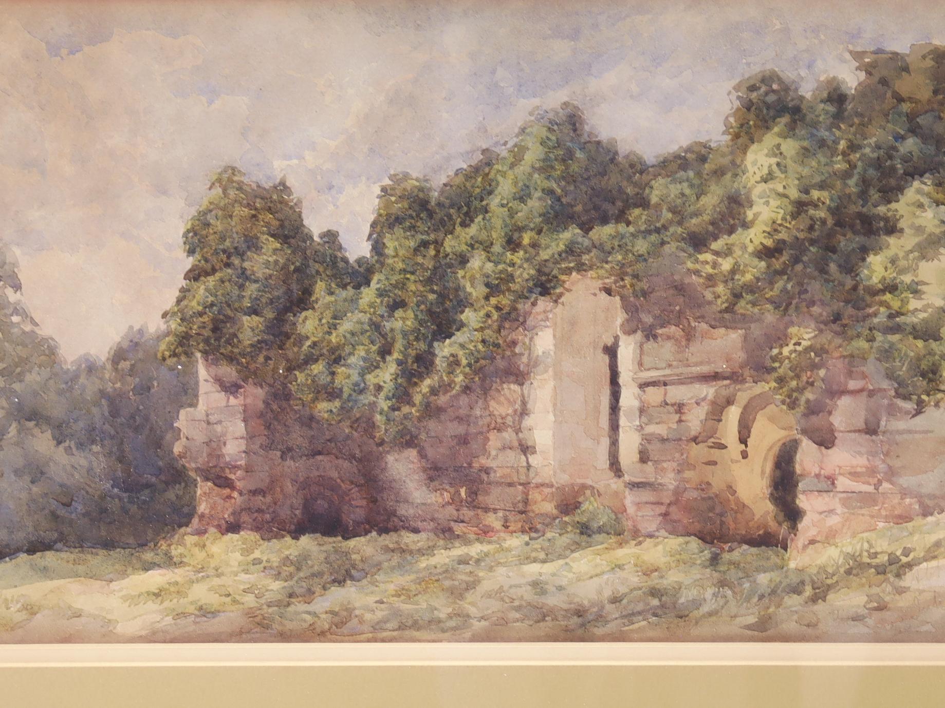 Antigua acuarela inglesa del siglo XIX Vista de la abadía de Rievaulx Inglés en venta