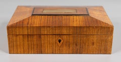 Antique 19th C. English Zebra Wood Sarcophagus Box, Lock & Key