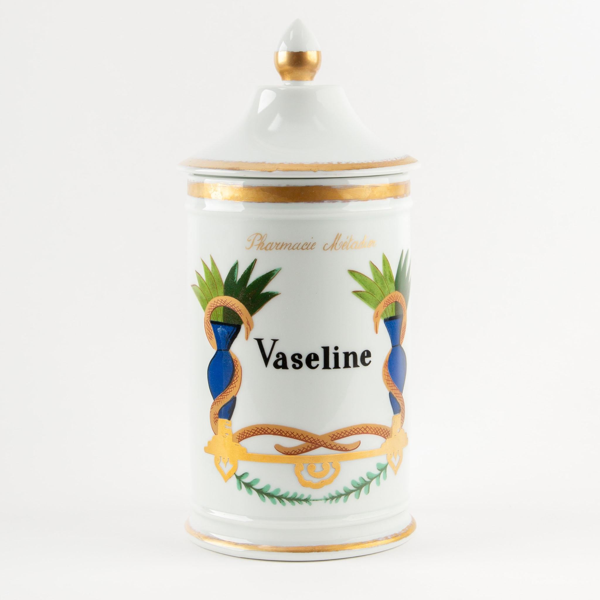 Antique 19th C French Apothecary Jars with Hand-Painted Neoclassical Decoration In Excellent Condition For Sale In New York, NY
