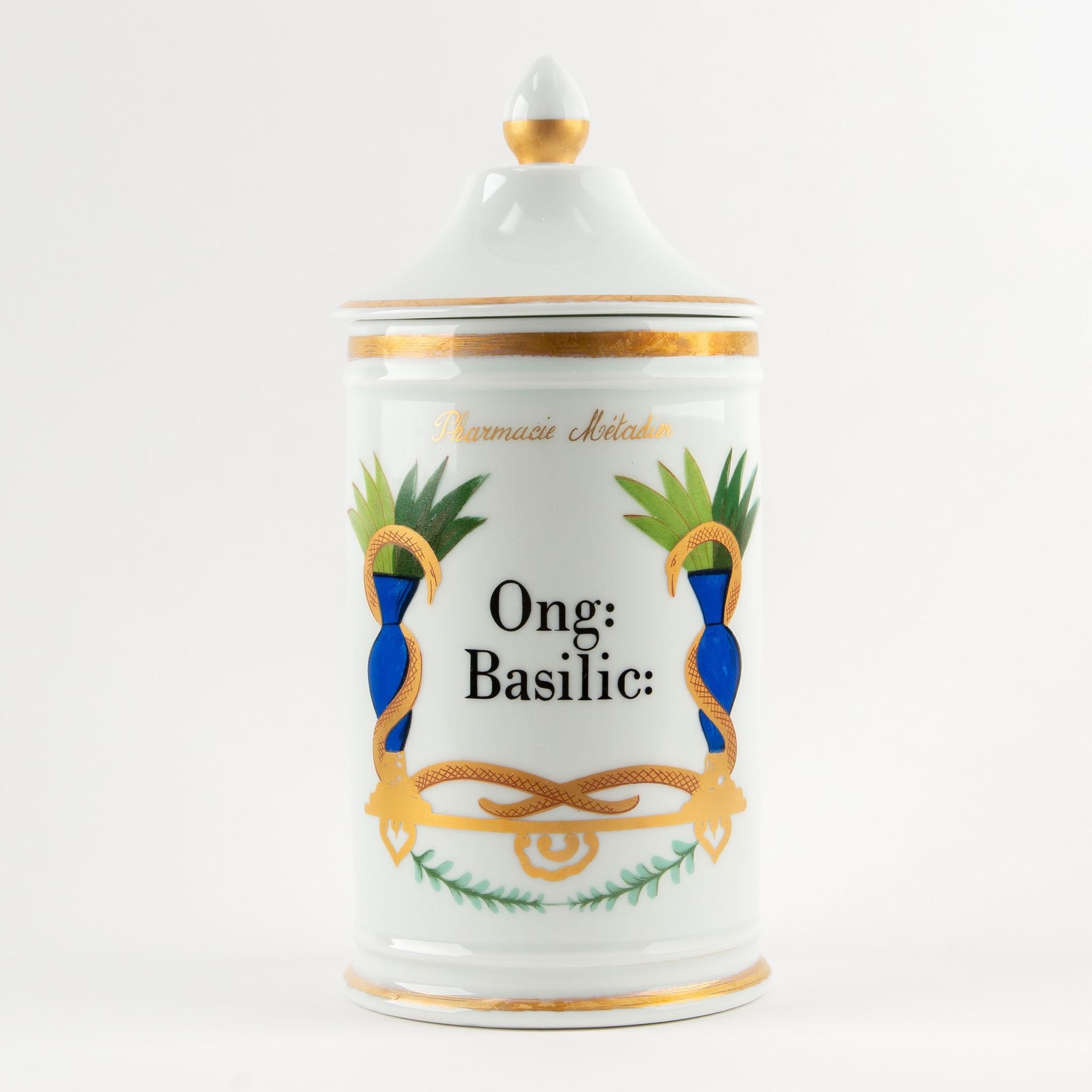 Antique 19th C French Apothecary Jars with Hand-Painted Neoclassical Decoration For Sale 1