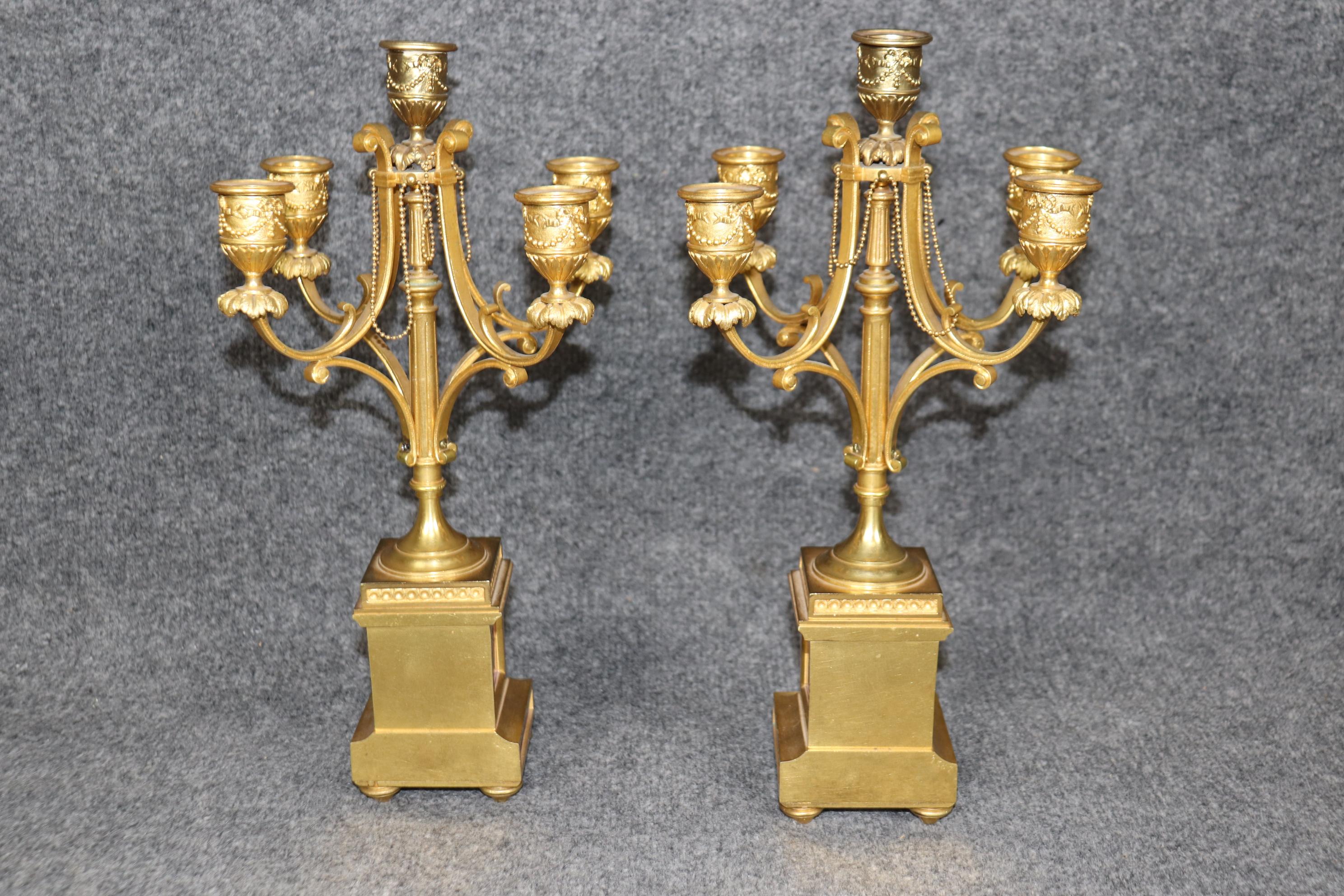 Antique 19th C. French Bronze Ormolu and Porcelain Clock Set By Raingo Frères For Sale 4