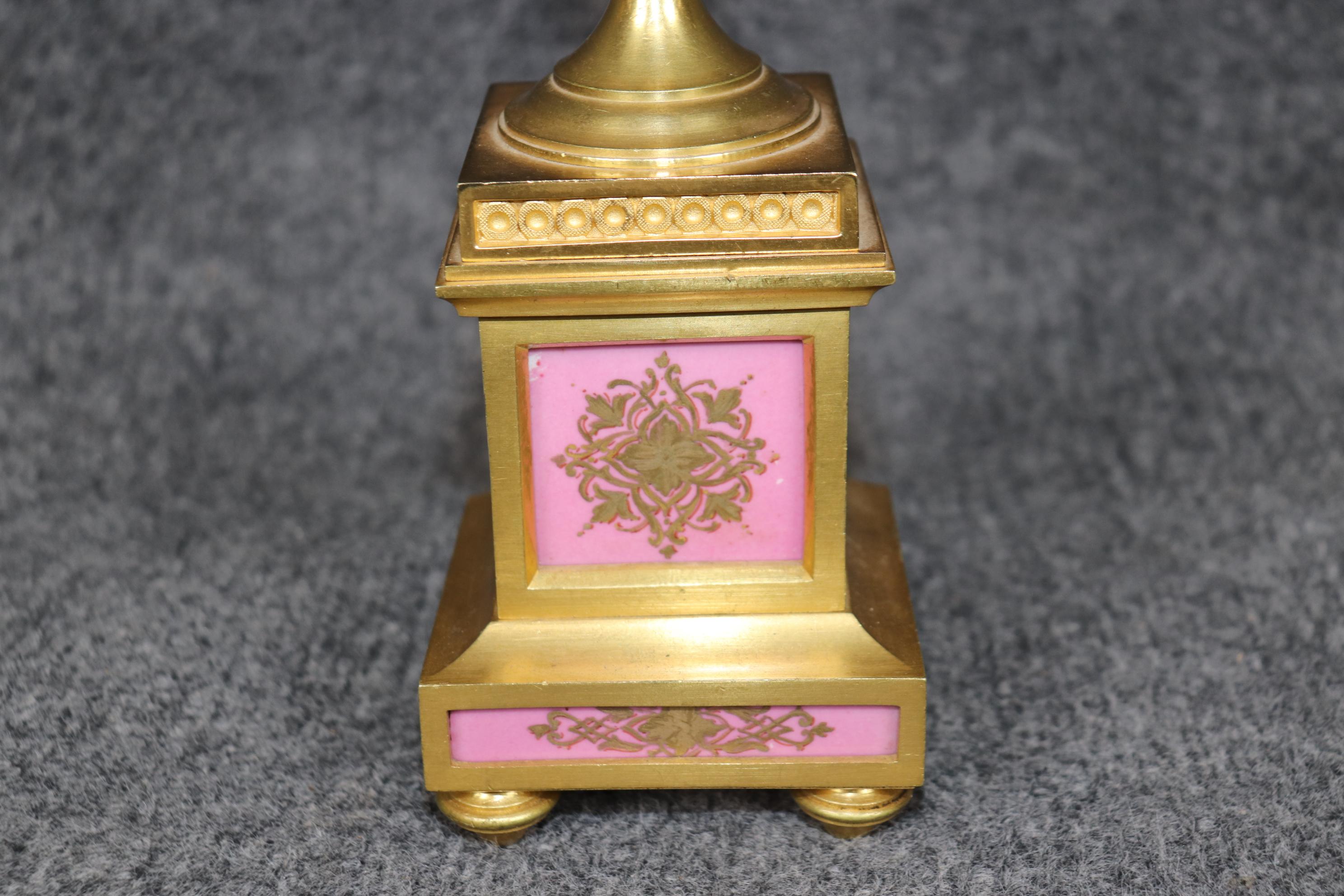 Antique 19th C. French Bronze Ormolu and Porcelain Clock Set By Raingo Frères For Sale 13