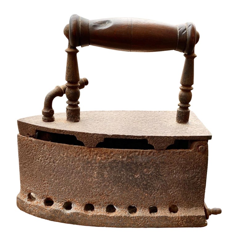 Antique 19th Century French Cast Iron Coal Iron For Sale at 1stDibs