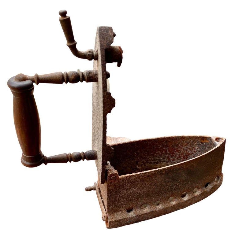 Antique 19th Century French Cast Iron Coal Iron For Sale at 1stDibs