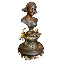 Antique 19th Century French Gilt Bronze Bust Sculpture on Elaborate Plinth