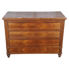 Used 19th C. French Louis Philippe Matchbook Walnut Commode Chest of Drawers