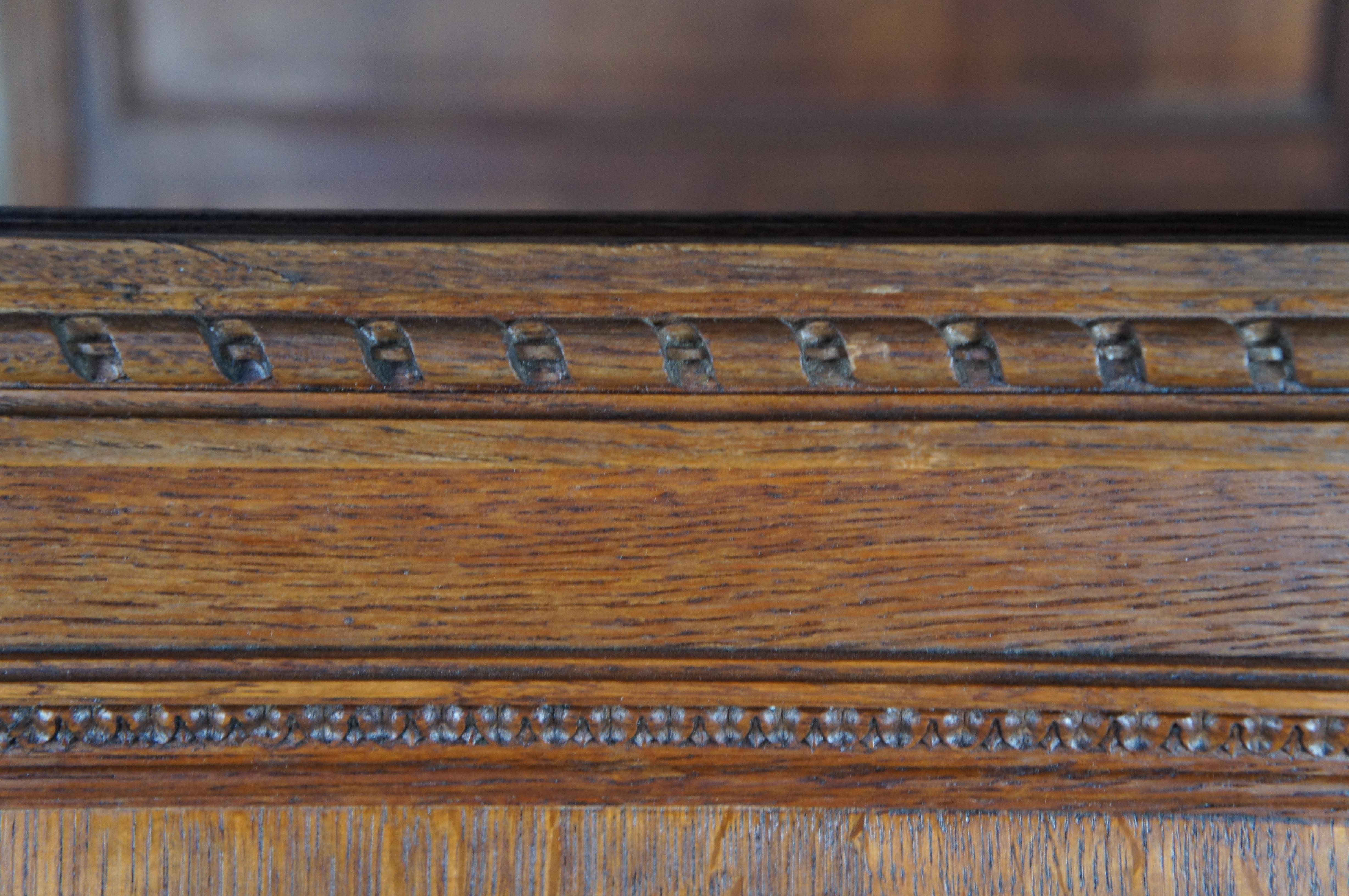 Antique 19th C. French Louis XVI Neoclassical Oak Ribbon Carved Full Size Bed For Sale 7