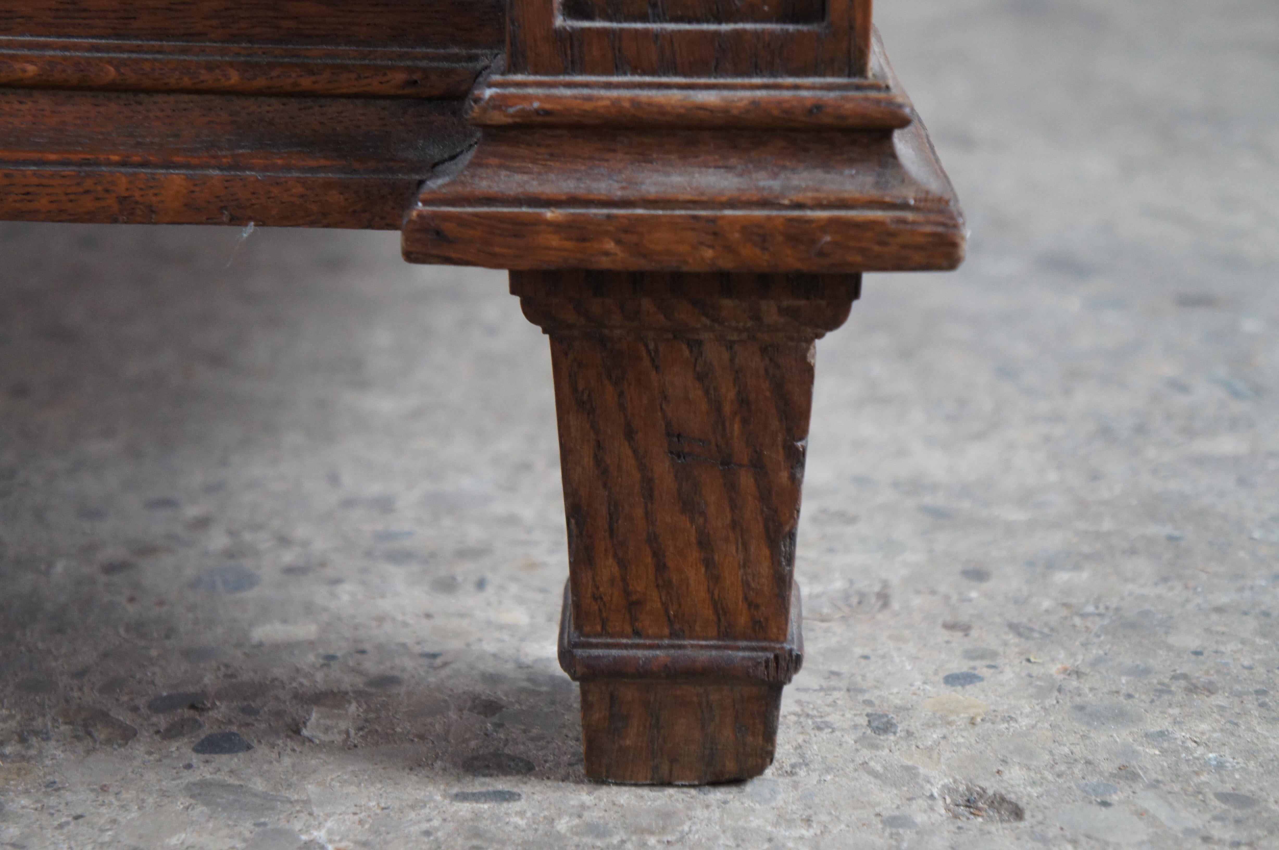 Antique 19th C. French Louis XVI Neoclassical Oak Ribbon Carved Full Size Bed For Sale 5