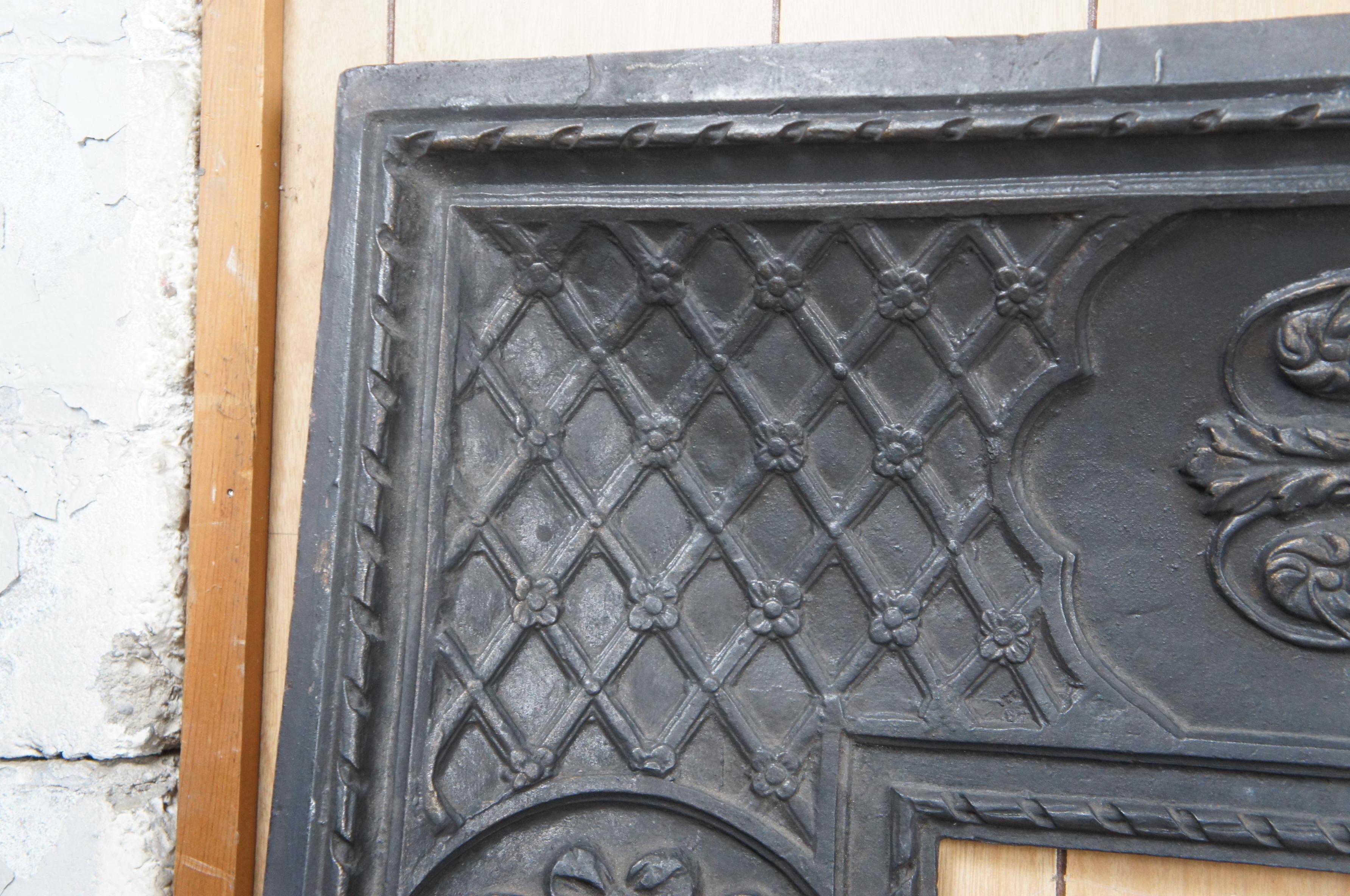 Antique 19th C French Louis XVI Style Cast Iron Fireplace Insert Surround Cherub 3