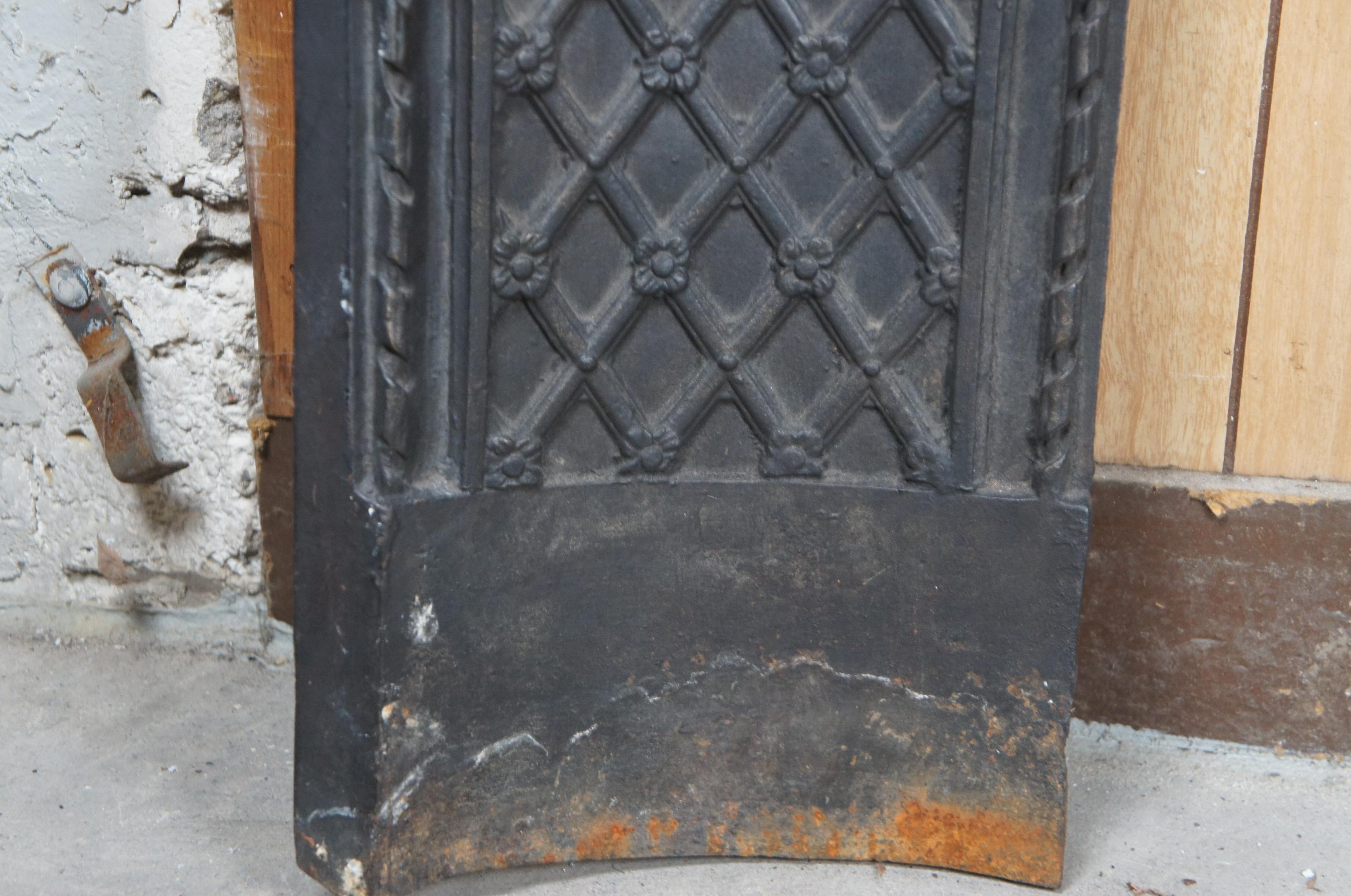 Antique 19th C French Louis XVI Style Cast Iron Fireplace Insert Surround Cherub 4