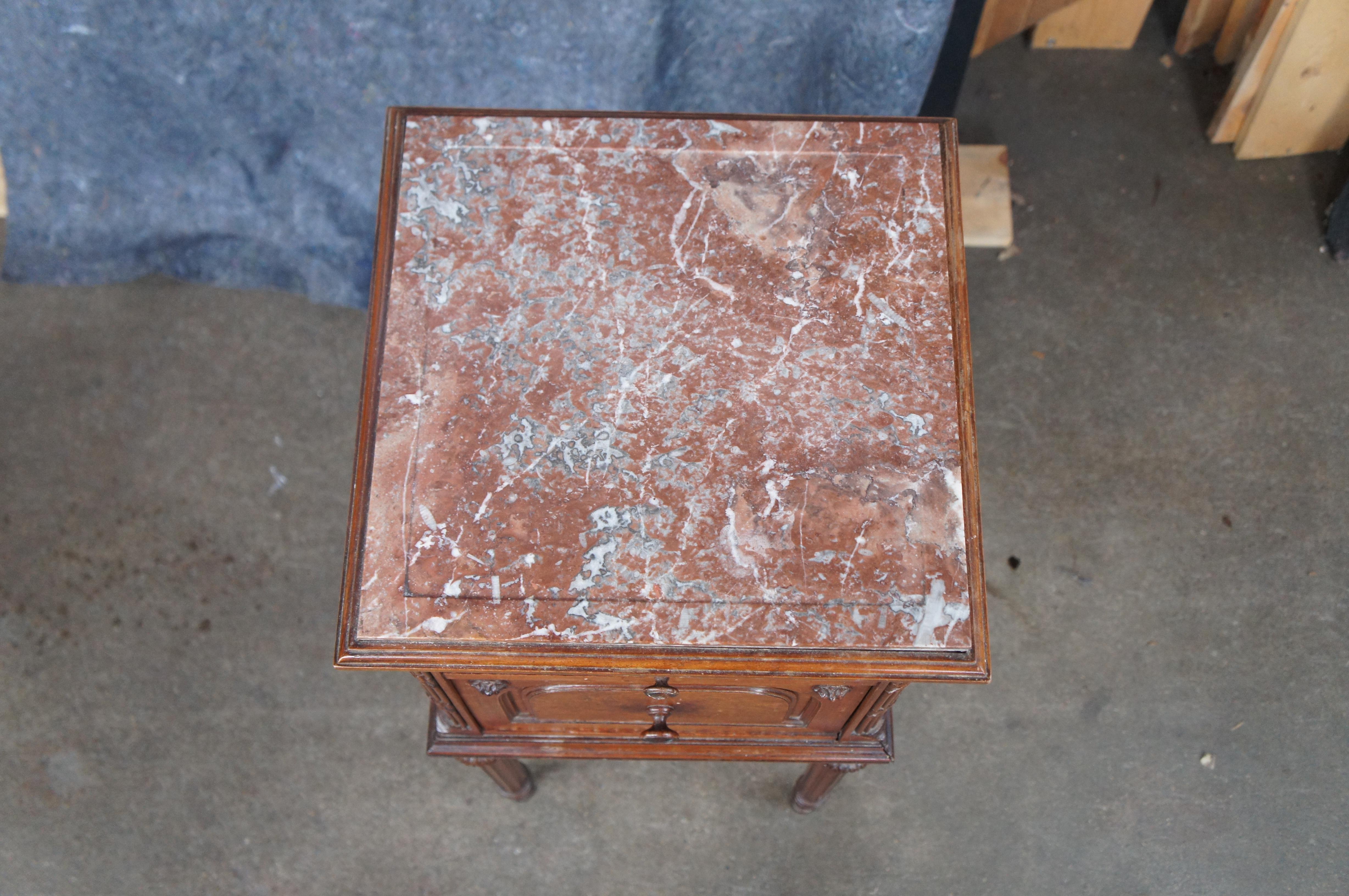 19th Century Antique 19th C. French Louis XVI Walnut Bedside Cabinet Nightstand End Table For Sale