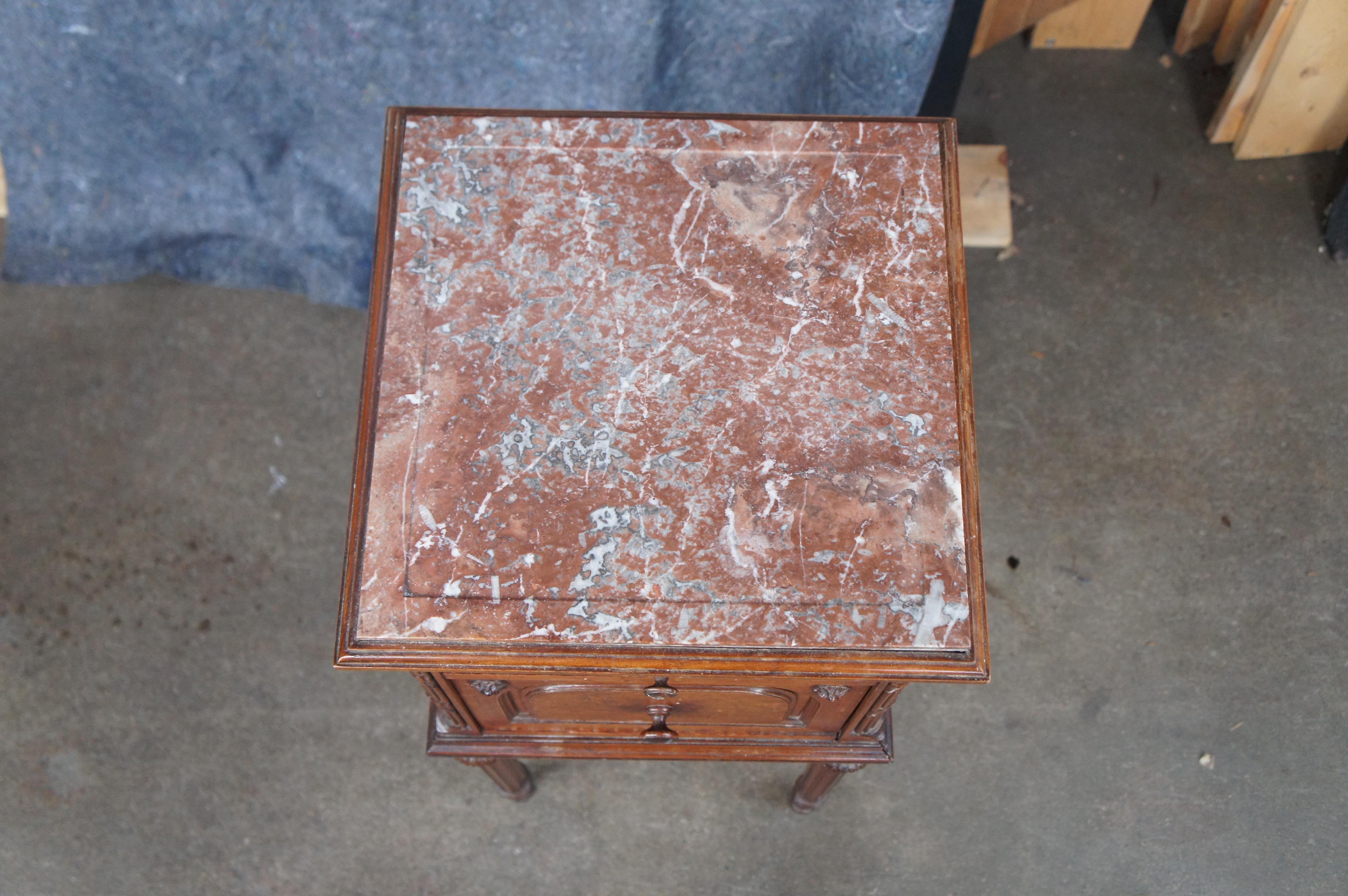 19th Century Antique 19th C. French Louis XVI Walnut Bedside Cabinet Nightstand End Table
