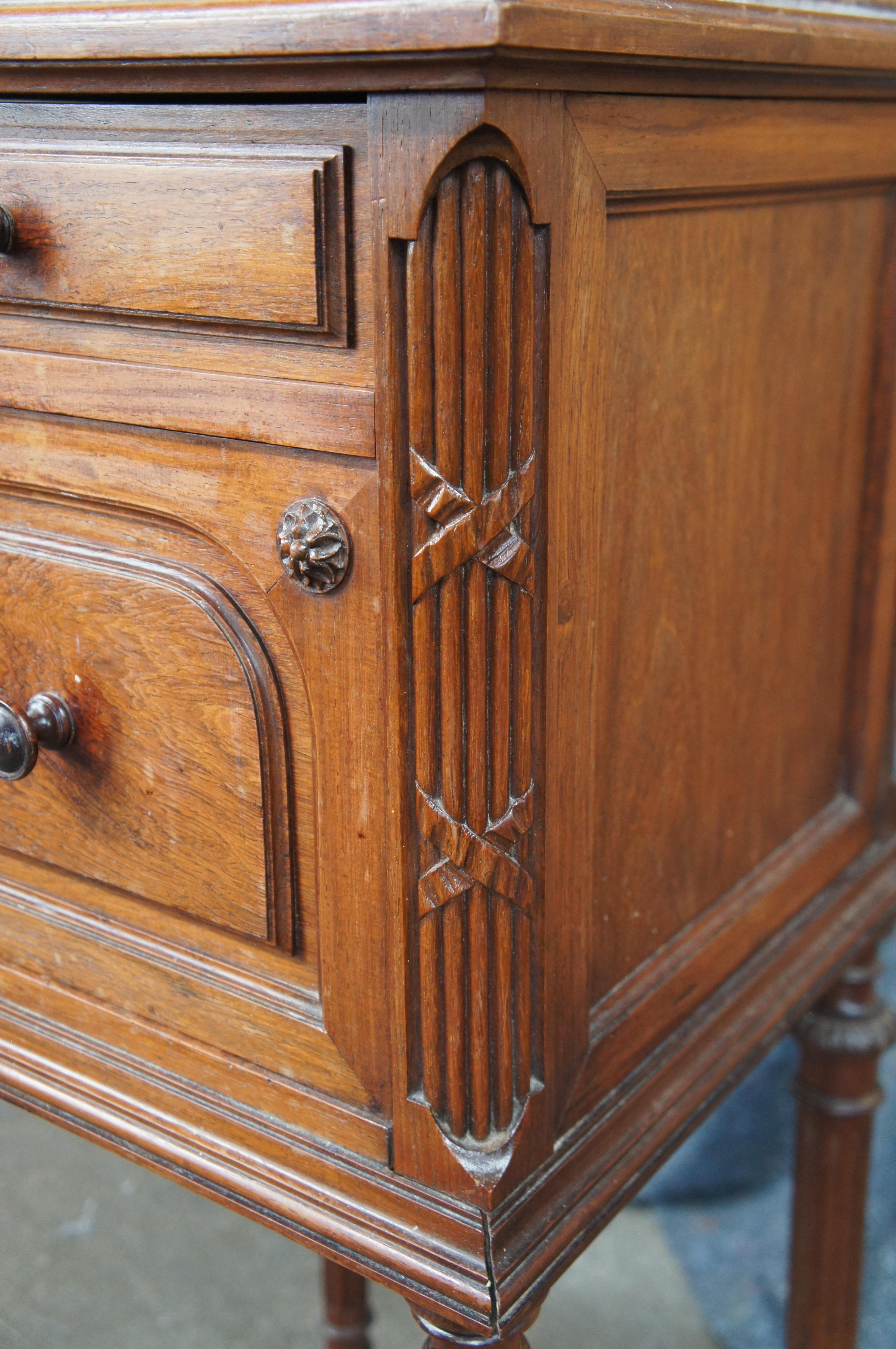 Antique 19th C. French Louis XVI Walnut Bedside Cabinet Nightstand End Table 2