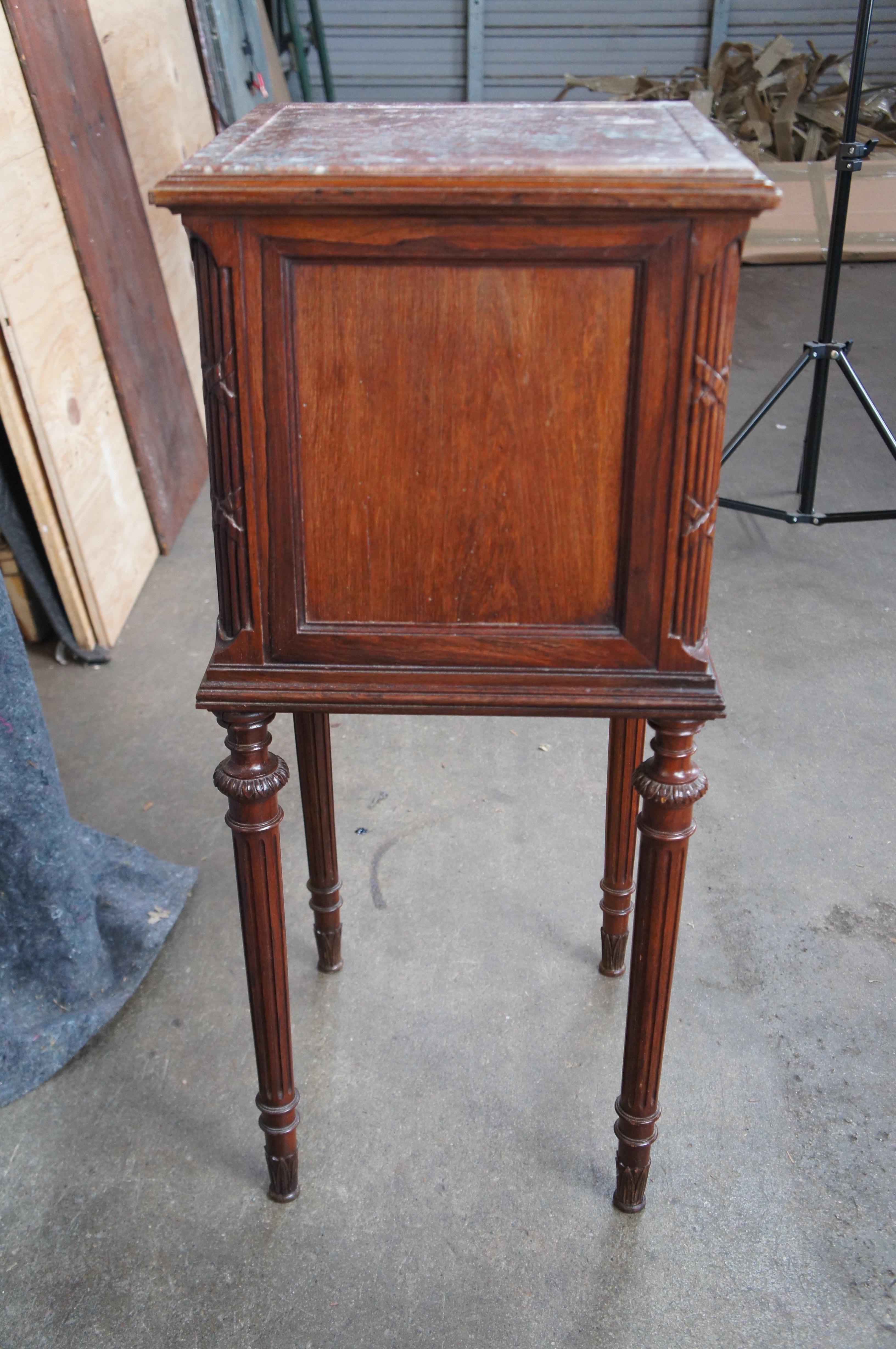Antique 19th C. French Louis XVI Walnut Bedside Cabinet Nightstand End Table 4