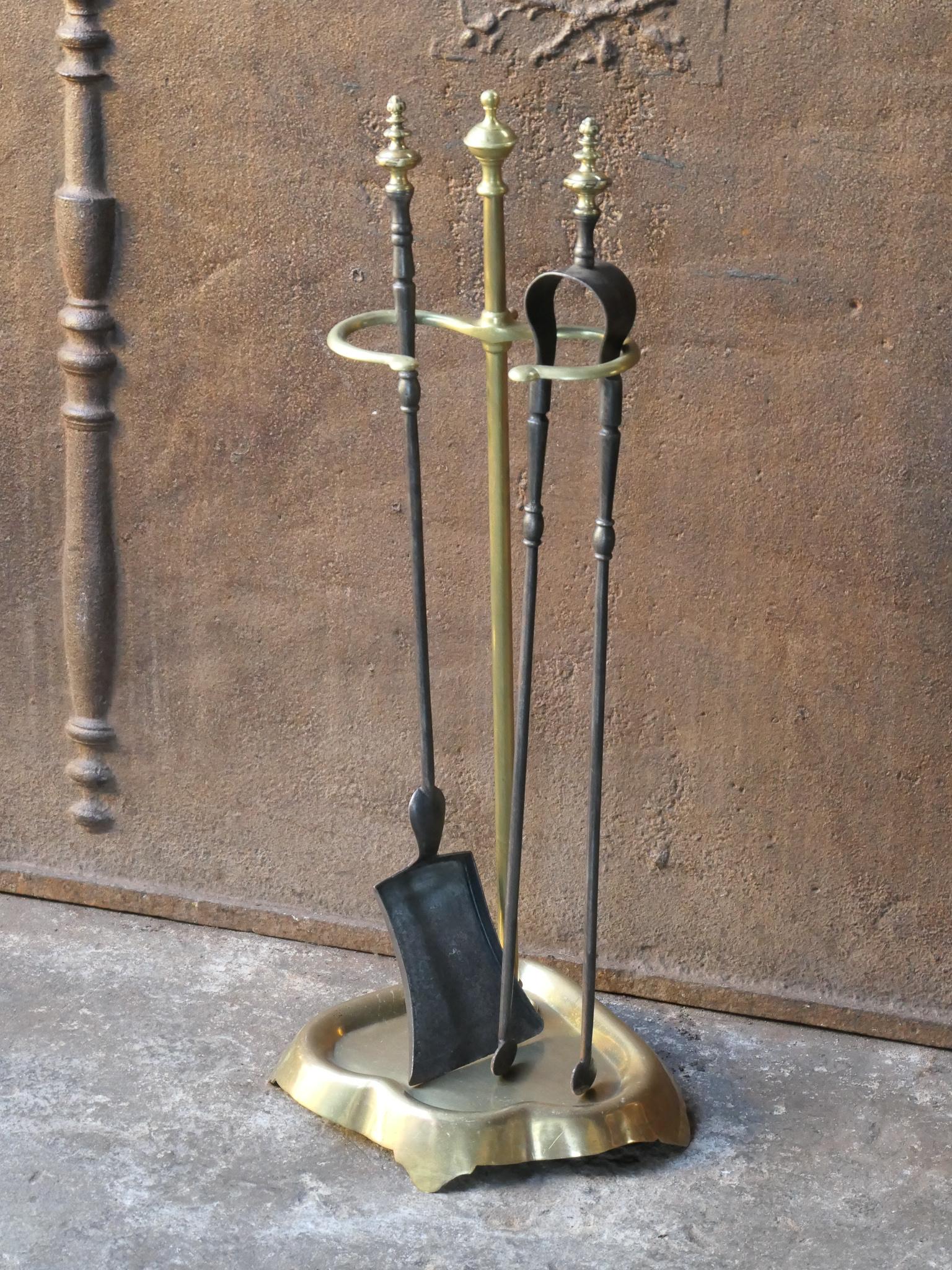 Forged Antique 19th C. French Napoleon III Fire Companion Set For Sale