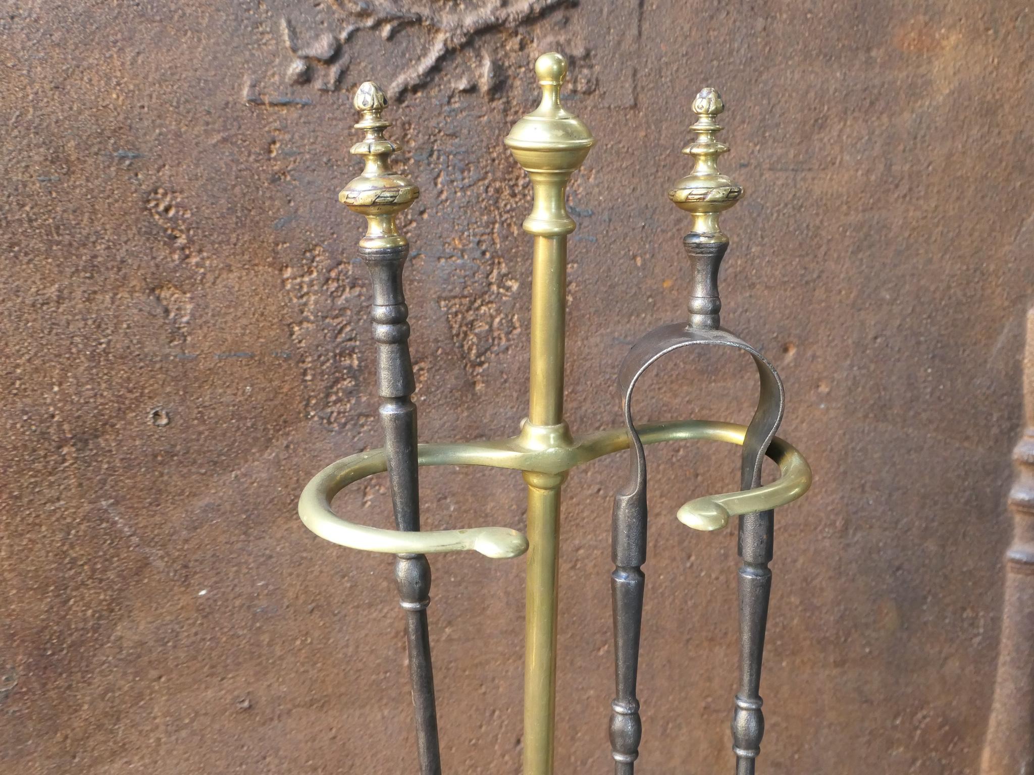 Wrought Iron Antique 19th C. French Napoleon III Fire Companion Set For Sale