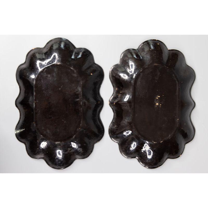 Antique 19th C. French Papier Mache Scalloped Trays, a Pair 1