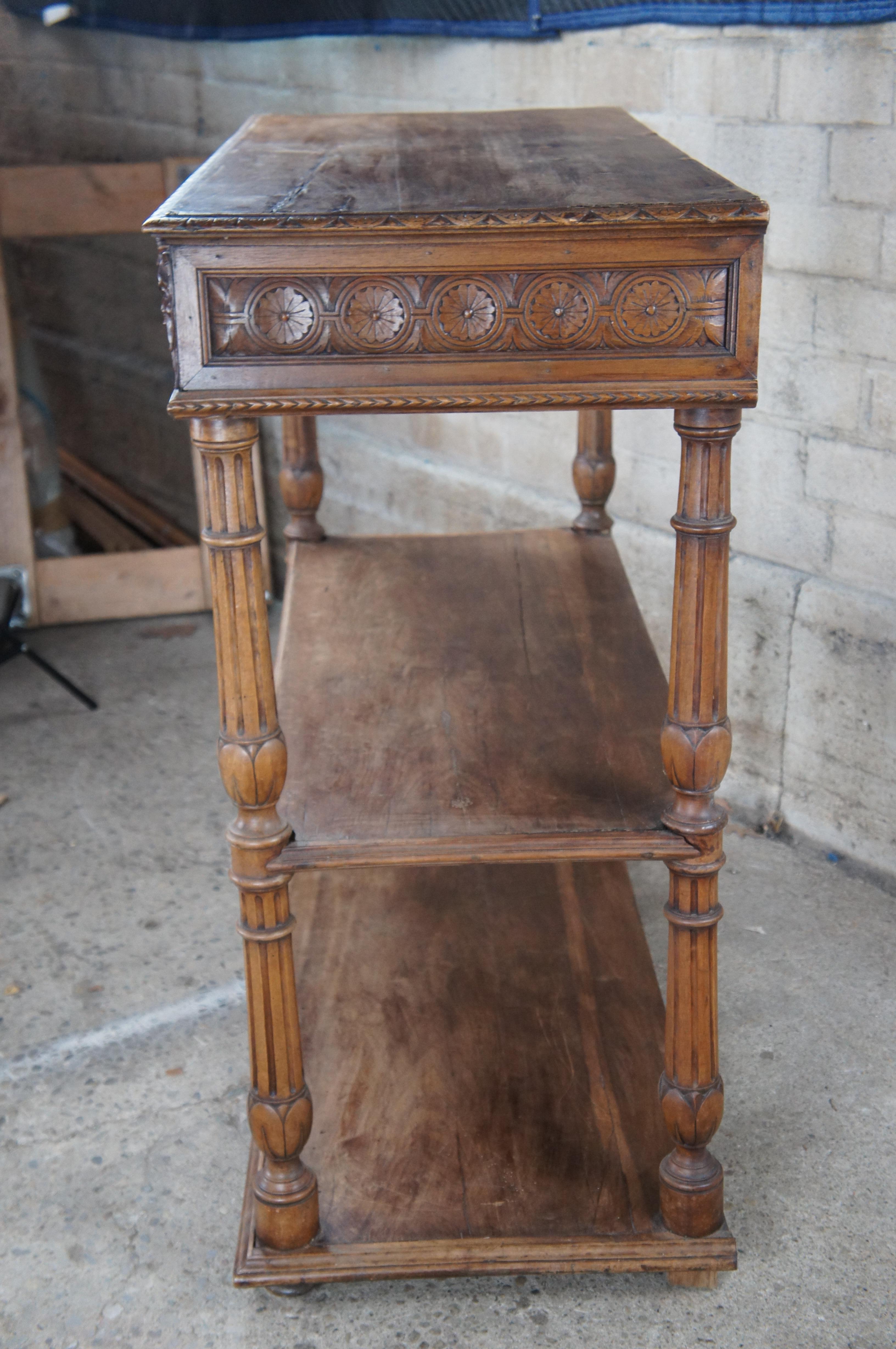 Antique 19th C. French Renaissance Revival Carved Walnut Buffet Server Dry Bar For Sale 7