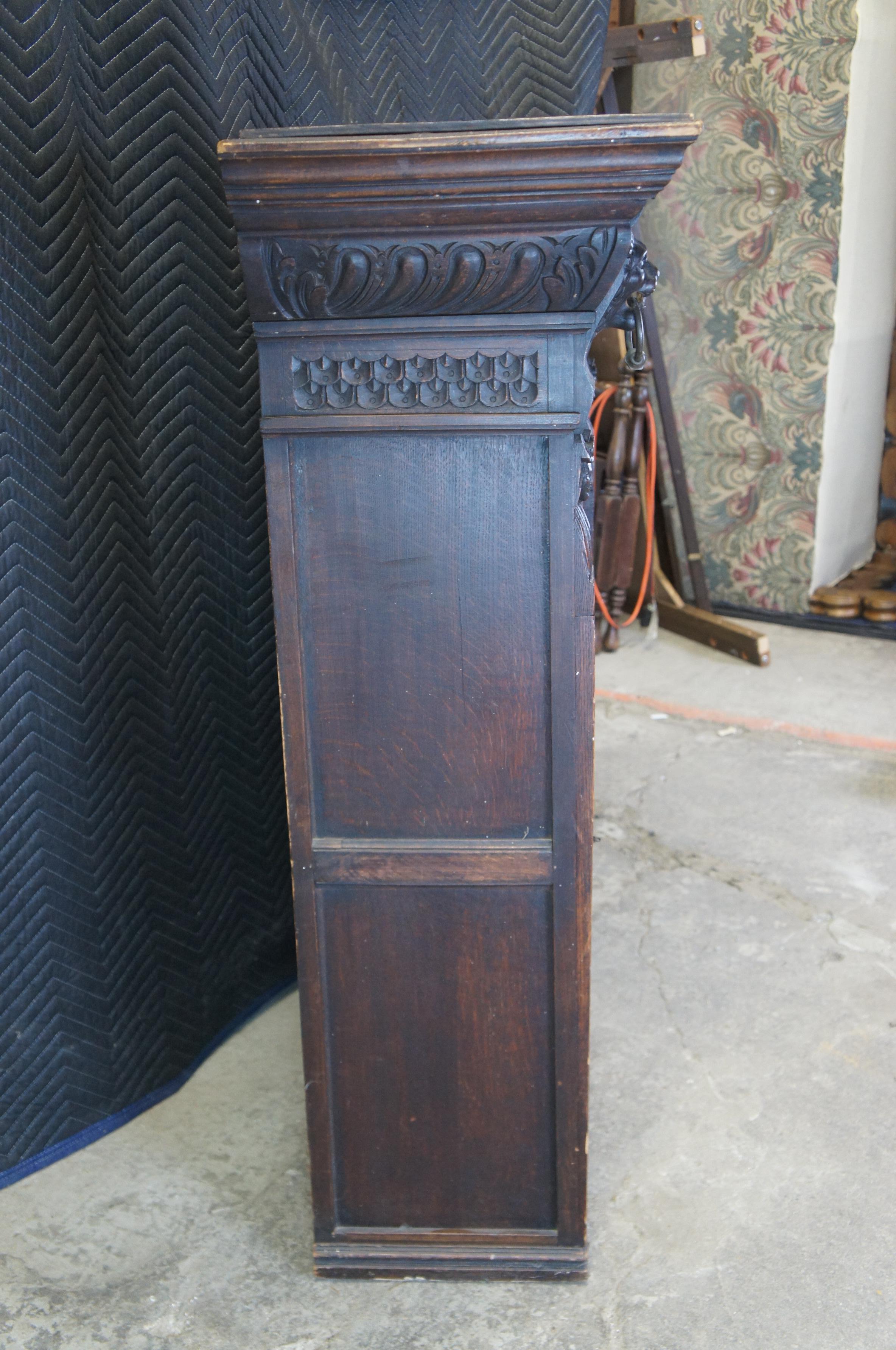 Antique 19th C. French Renaissance Revival Oak Hanging Bookcase Curio Cupboard For Sale 5