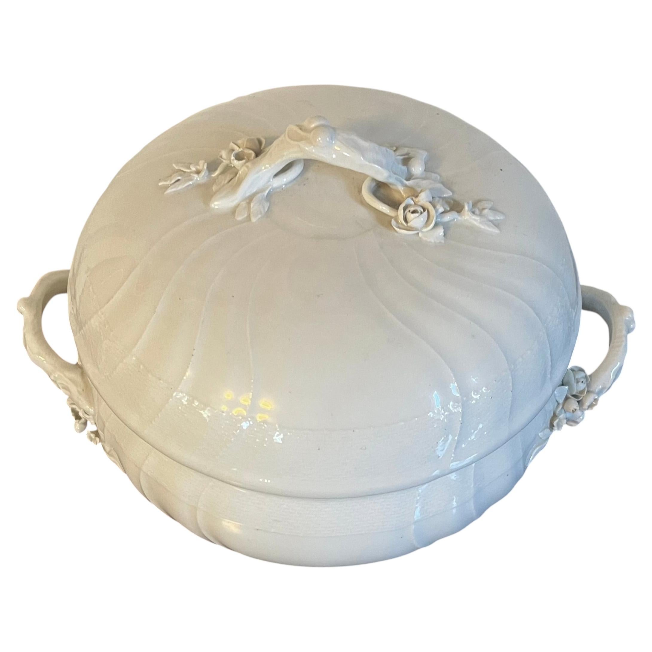 Antique 19th c. German KPM Berlin Porcelain Rococo Blanc de Chine Soup Tureen