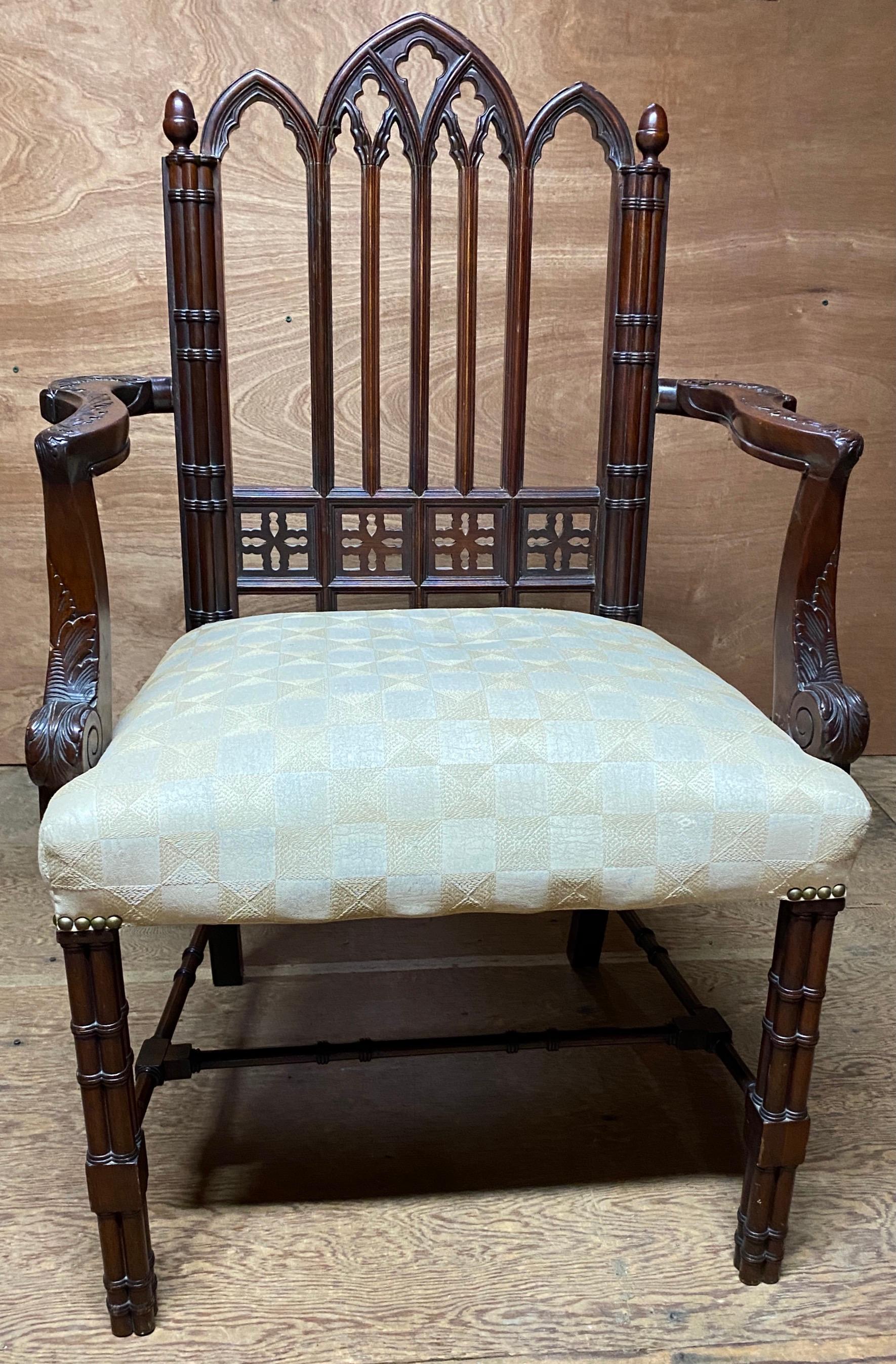 Antique 19th C Gothic Revival Carved Armchair For Sale 1