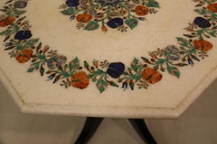 Antique Indian Marble-Topped Occasional Table with Pietra Dura Decoration