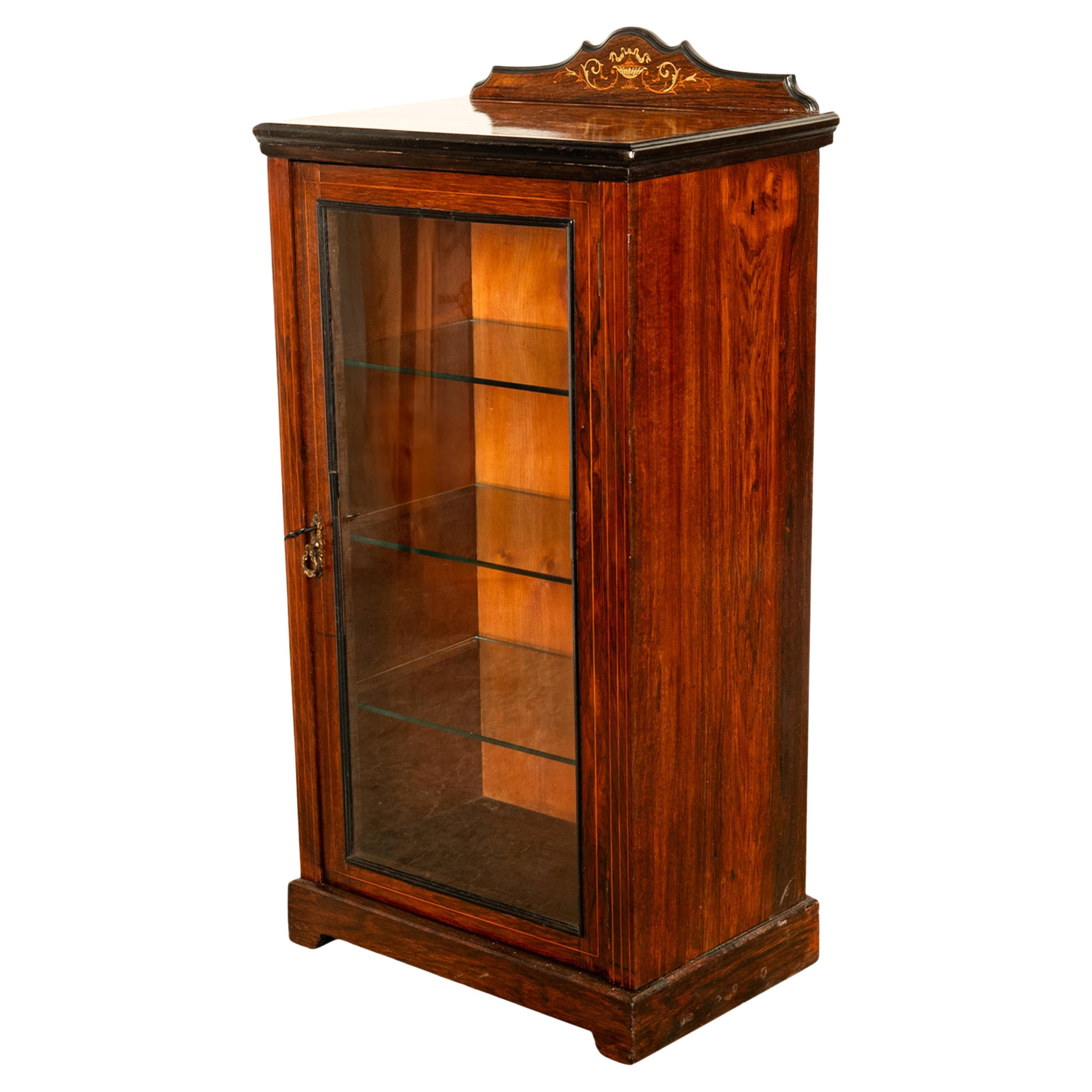 Antico Gabinetto degli spartiti in palissandro intarsiato del XIX secolo Vetrina Vitrine 1870