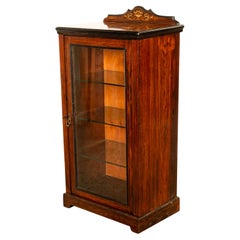 Antique 19th C Inlaid Rosewood Sheet Music Cabinet Display Cabinet Vitrine 1870