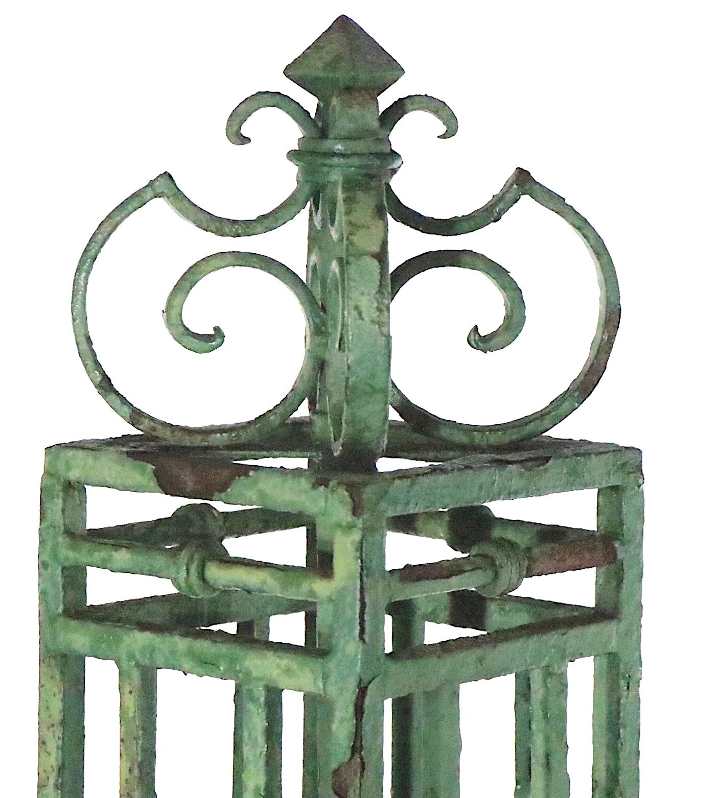American Antique 19th Century Iron Fence Post in Original Paint Surface For Sale