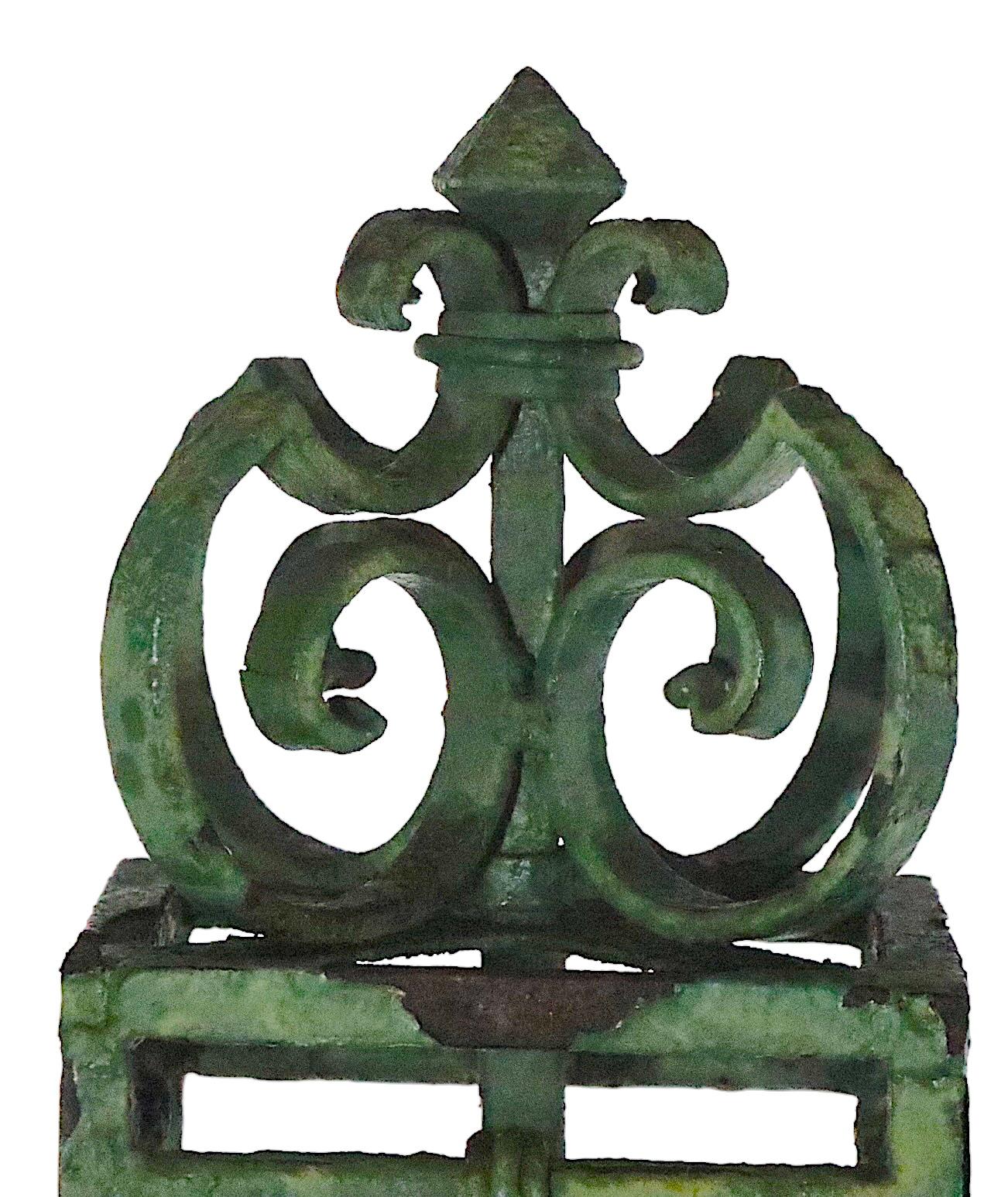 Antique 19th Century Iron Fence Post in Original Paint Surface For Sale 1