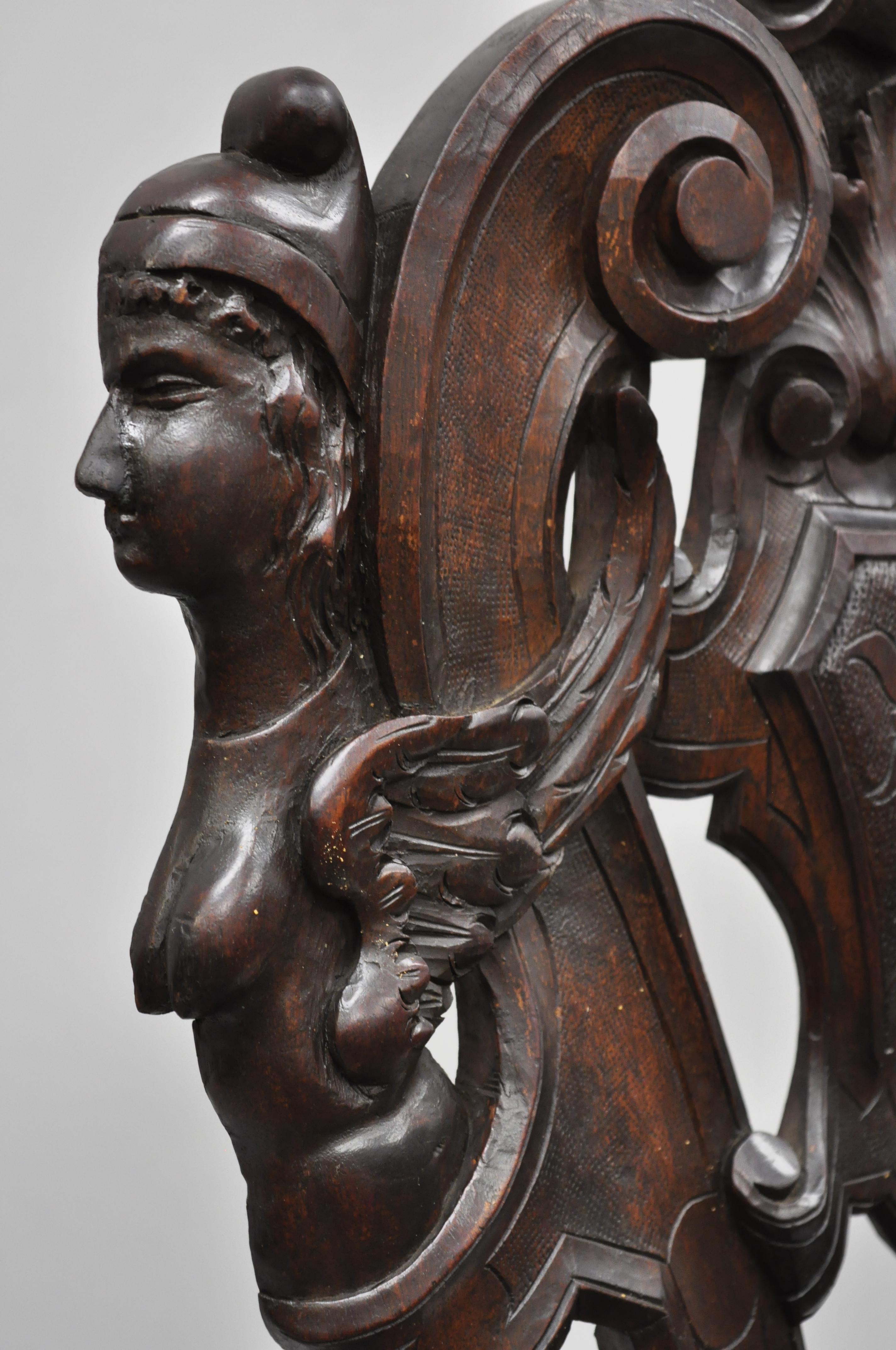 19th Century Italian Carved Walnut Figural Sgabello Chair with Winged Maidens 3