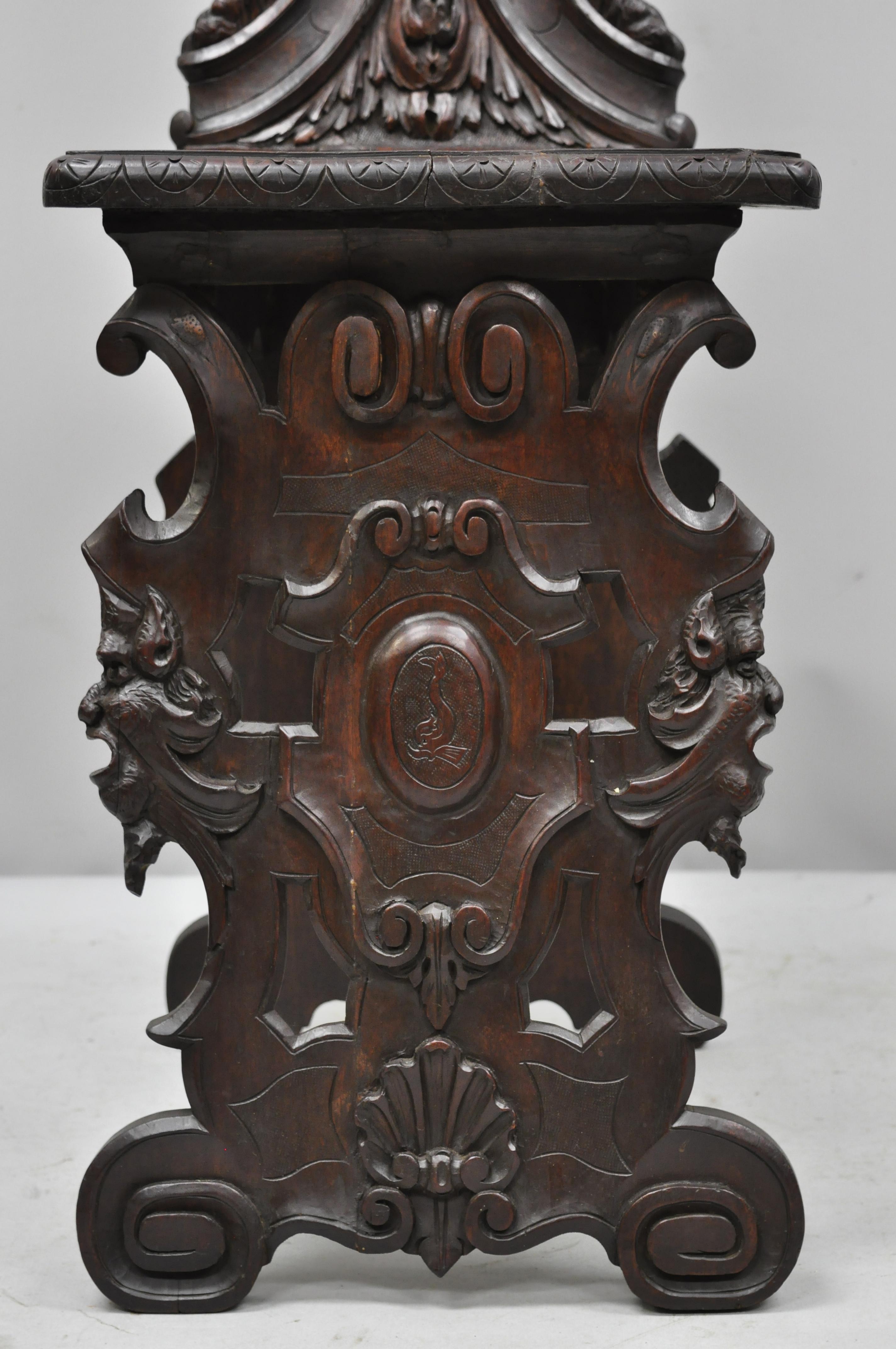 19th Century Italian Carved Walnut Figural Sgabello Chair with Winged Maidens 5
