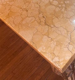 Antique 19th C Italian Neoclassical Marble Top Giltwood Console Table