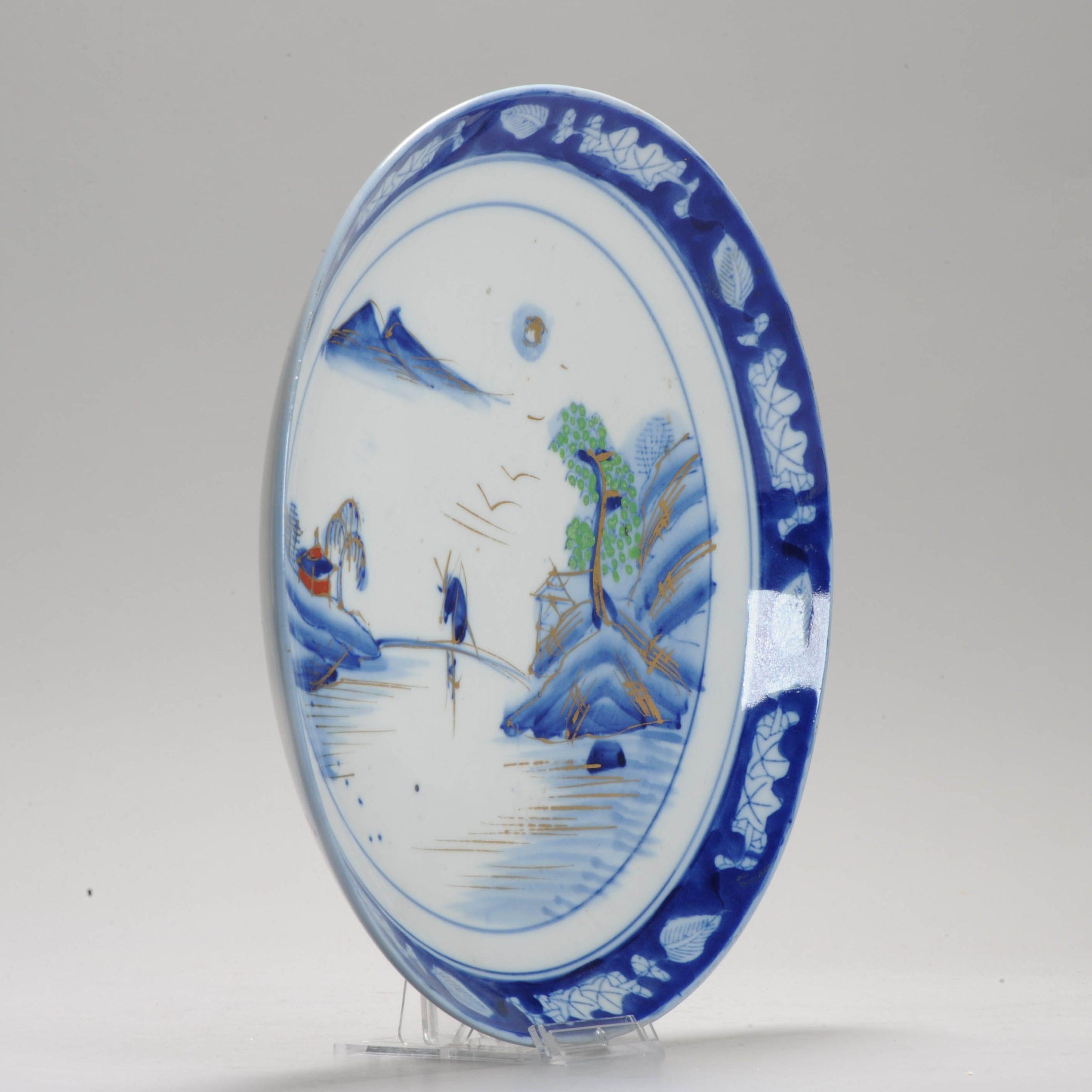 18th Century and Earlier Antique 19th c Japanese Meiji Arita plate in Ming Chinese Style Landscape Wan For Sale