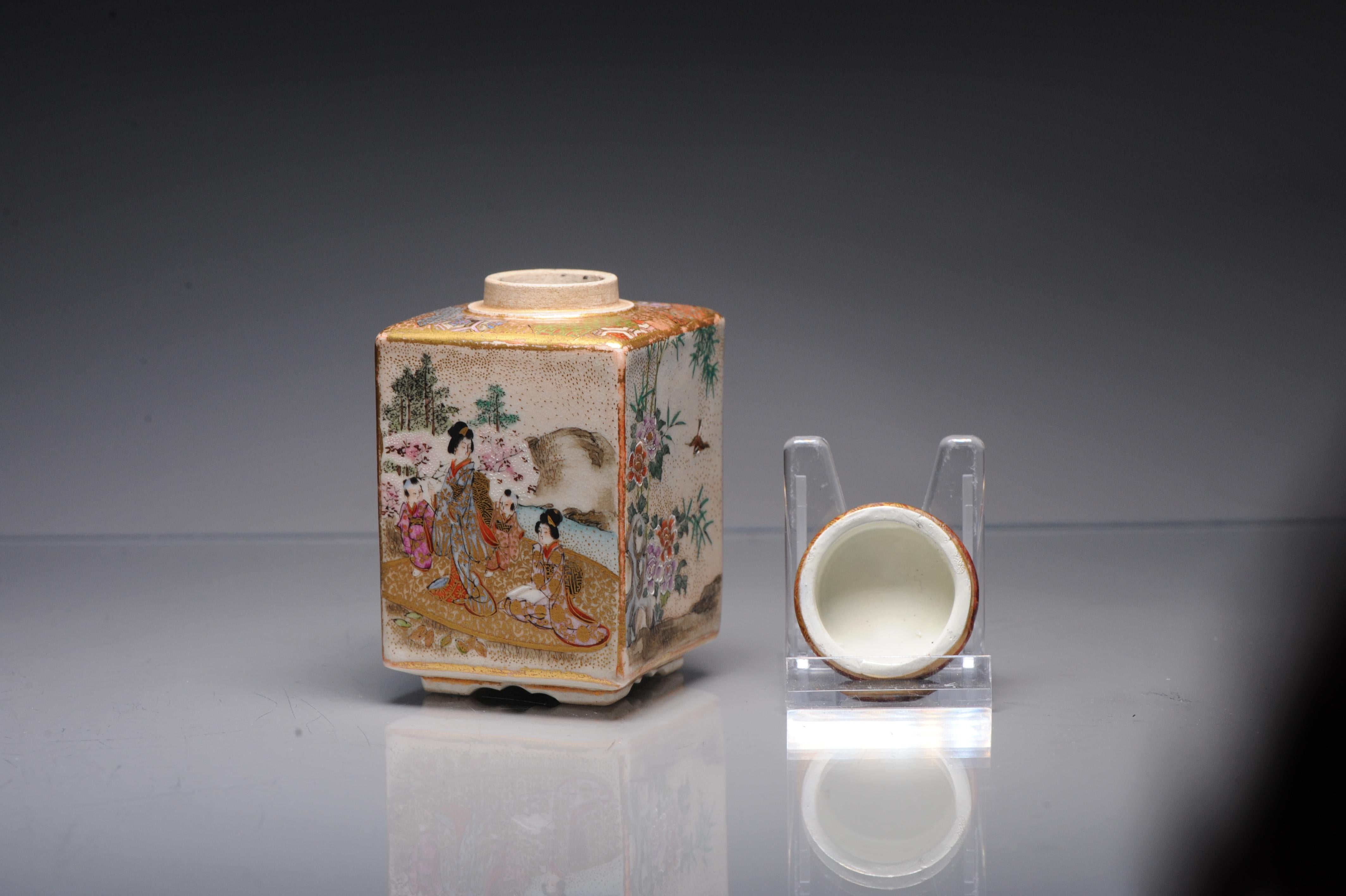 Boîte japonaise antique Satsuma du 19ème siècle avec base marquée Matsumoto Hozan Japon en vente 3