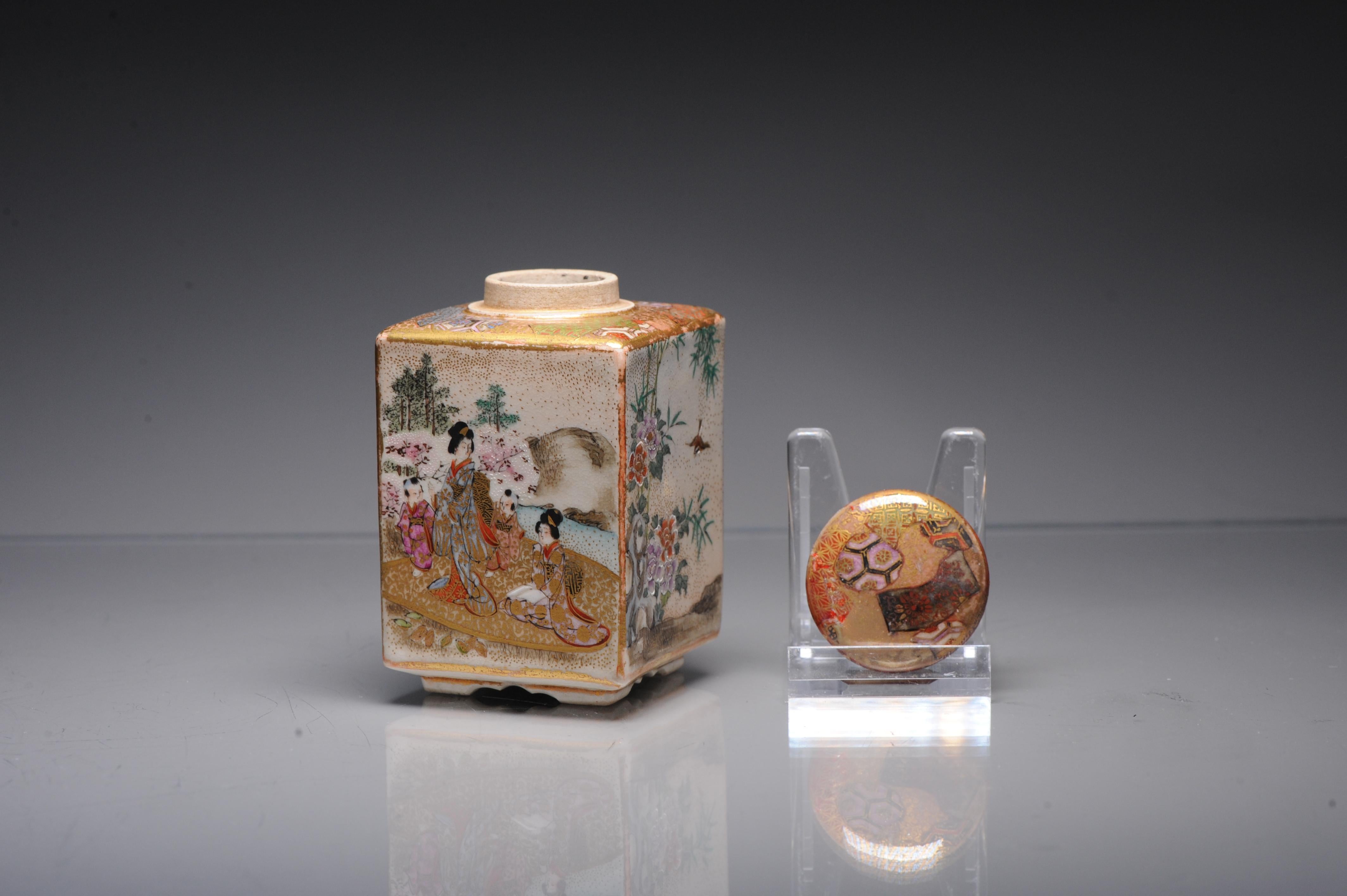 Boîte japonaise antique Satsuma du 19ème siècle avec base marquée Matsumoto Hozan Japon en vente 4
