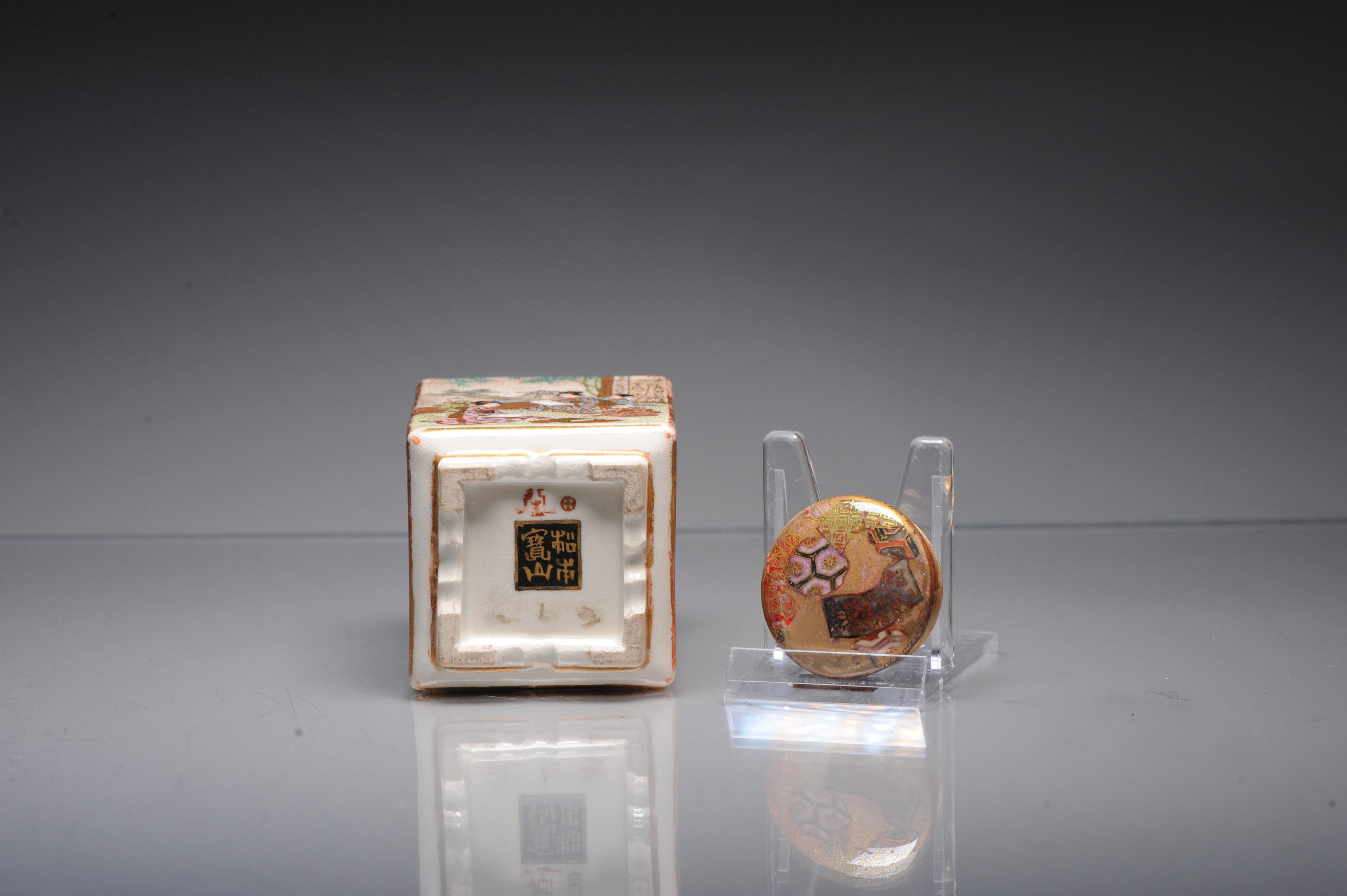 Boîte japonaise antique Satsuma du 19ème siècle avec base marquée Matsumoto Hozan Japon en vente 5