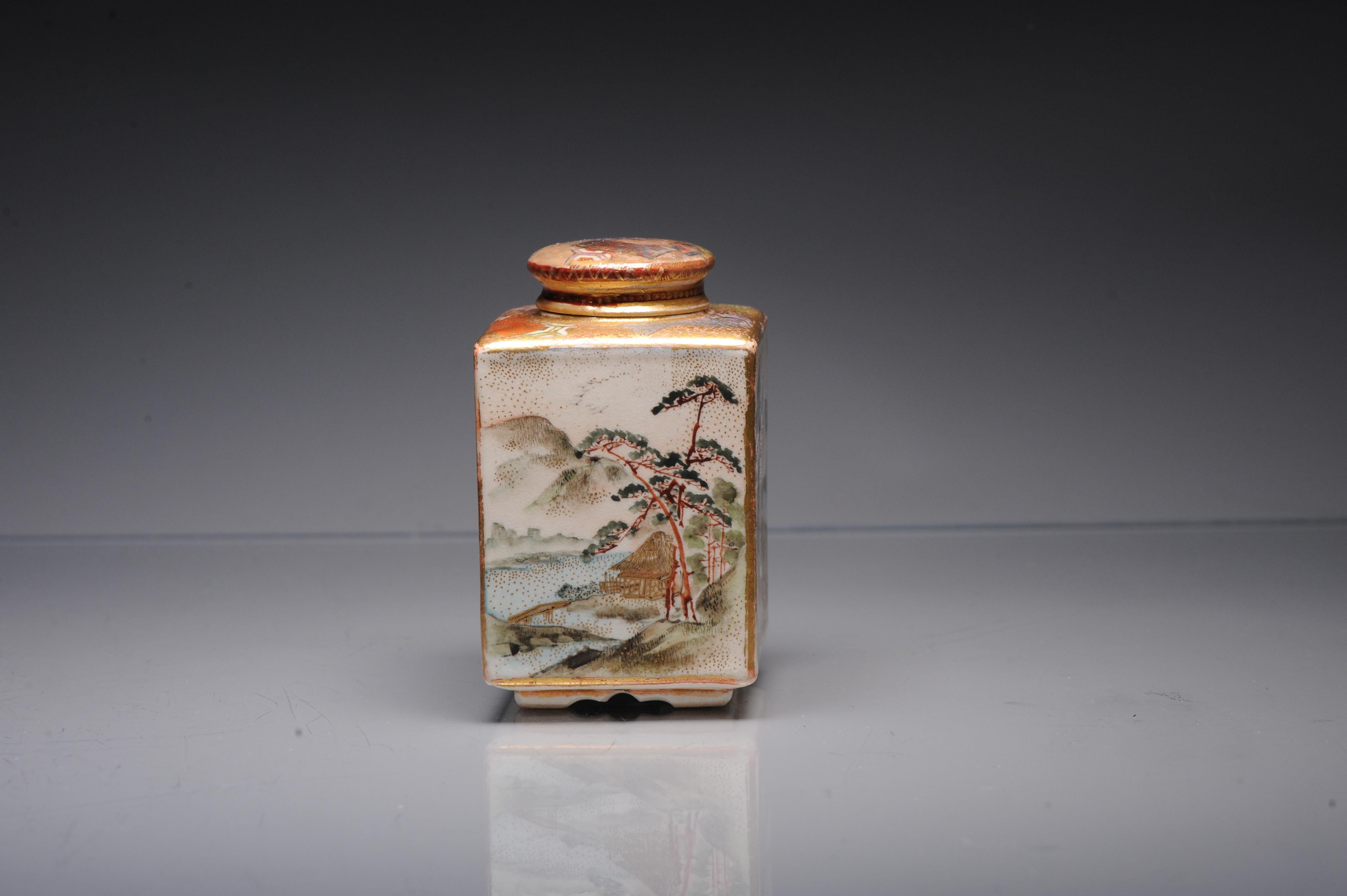 Japonais Boîte japonaise antique Satsuma du 19ème siècle avec base marquée Matsumoto Hozan Japon en vente