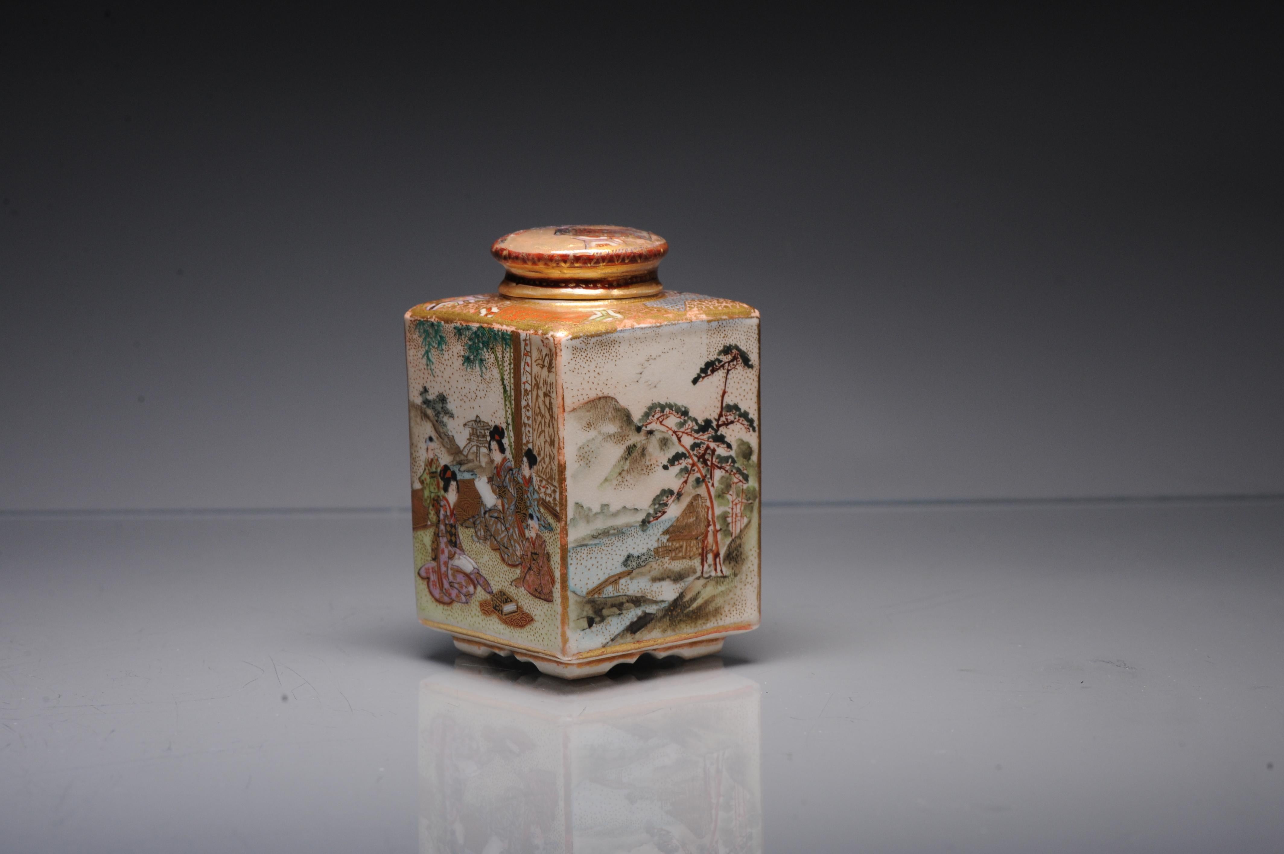 Boîte japonaise antique Satsuma du 19ème siècle avec base marquée Matsumoto Hozan Japon Excellent état - En vente à Amsterdam, Noord Holland