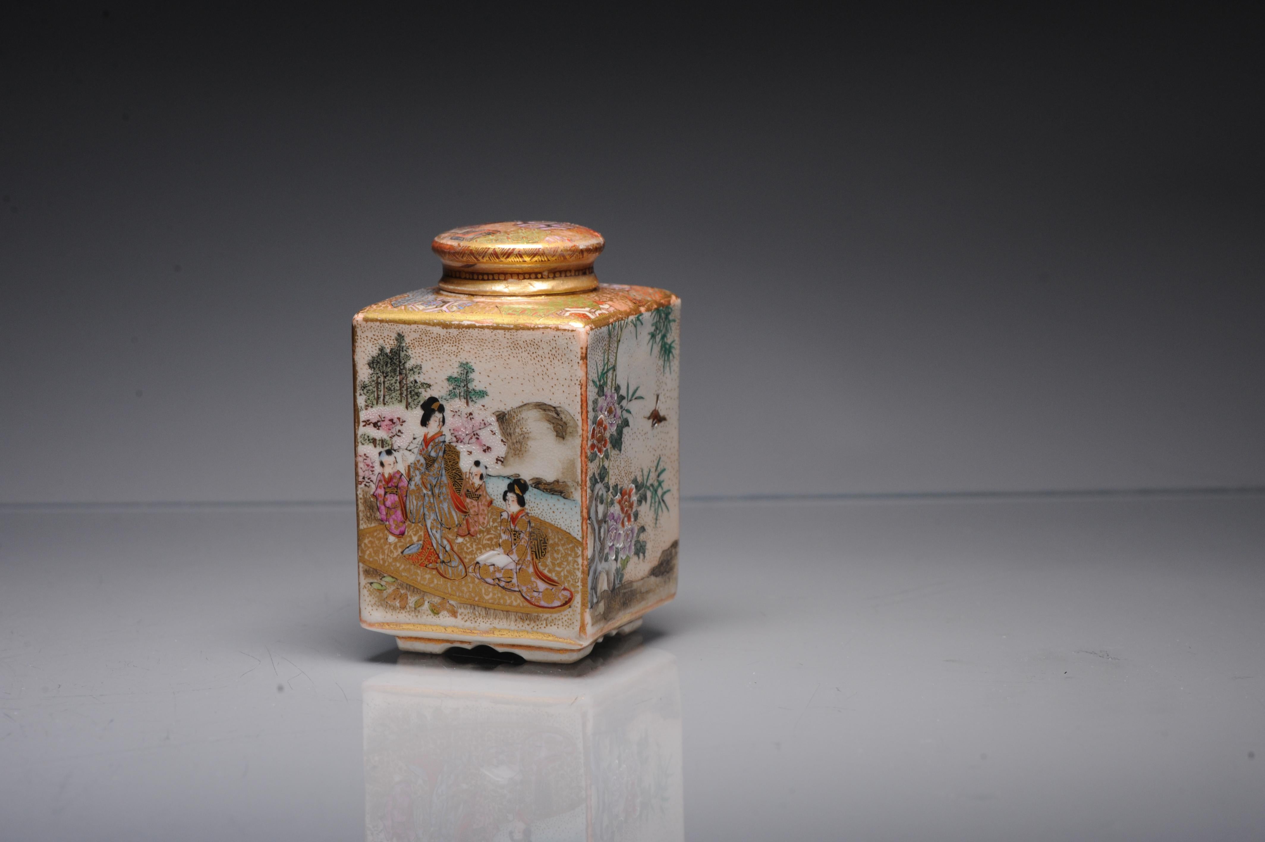 Boîte japonaise antique Satsuma du 19ème siècle avec base marquée Matsumoto Hozan Japon en vente 1