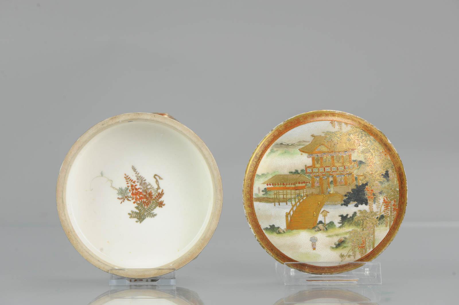 Ancienne boîte tripode couverte de Satsuma du 19ème siècle Japon Kinkozan Kyoto Meiji en vente 1