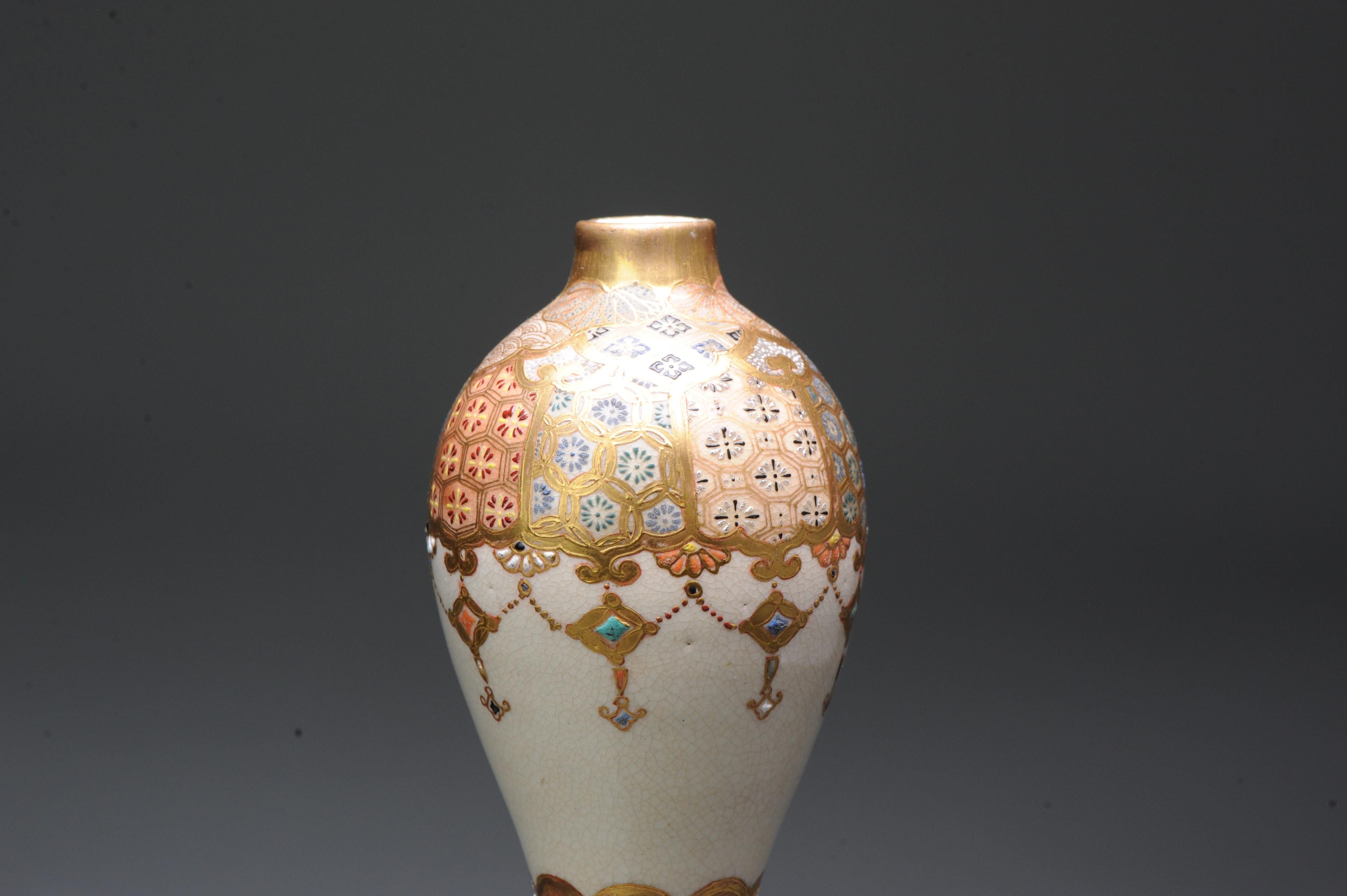 Antique 19th C Japanese Satsuma Double Gourd Vase with Landscape Japan For Sale 5