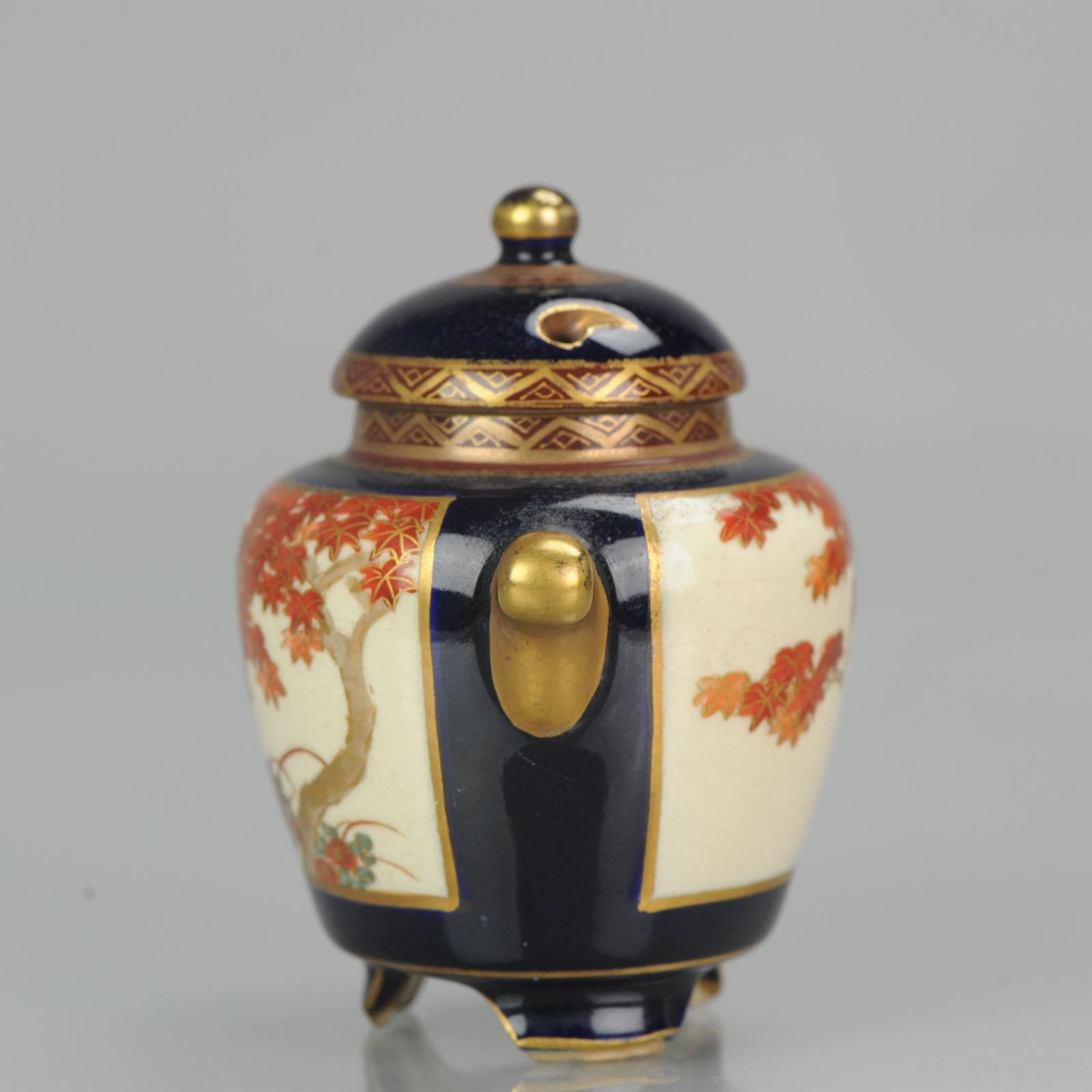 Antiker japanischer Satsuma Mini Koro Weihrauchbrenner, Japan, Meiji-Periode 4