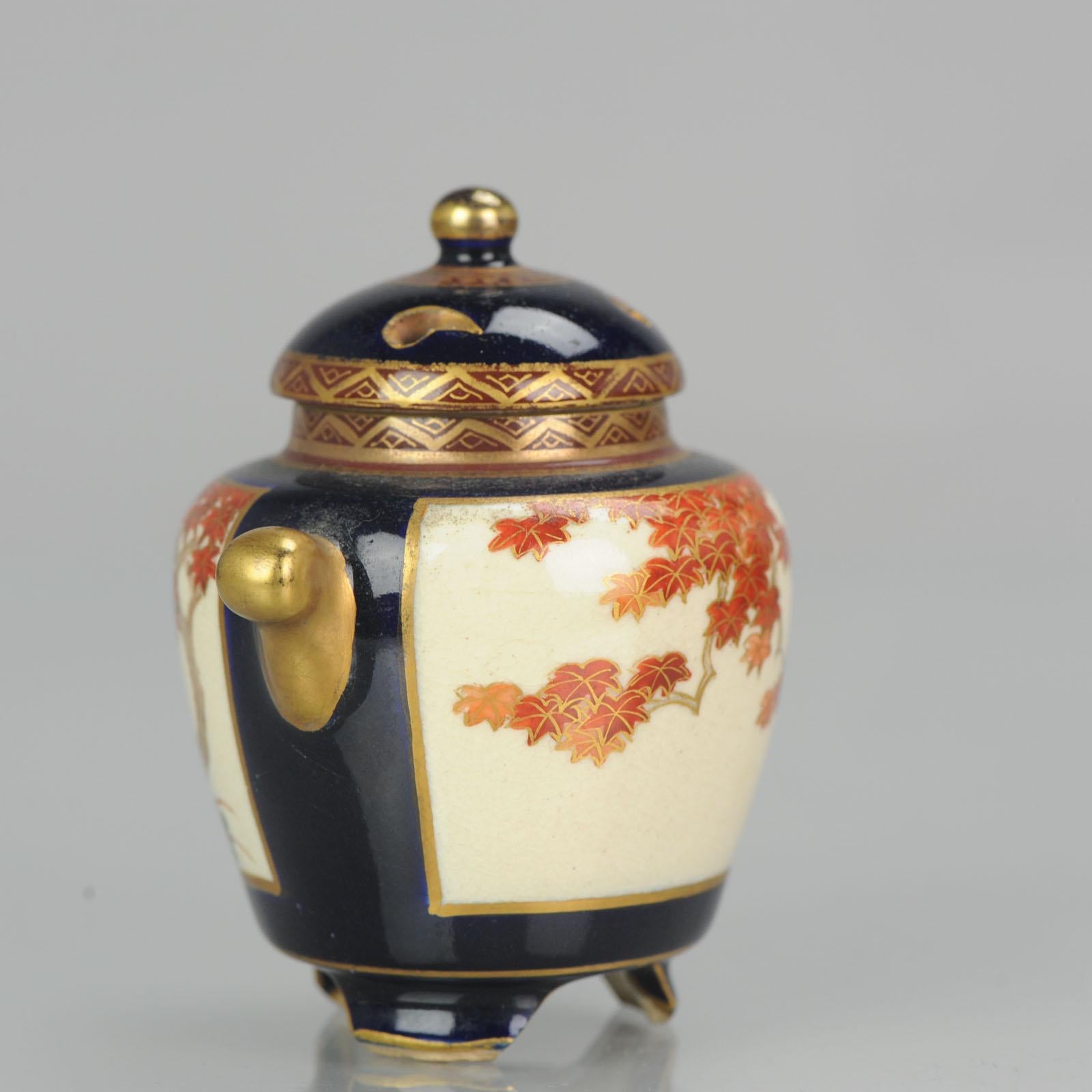 Antique Japanese Satsuma Mini Koro Incense Burner Japan Meiji Period For Sale 3