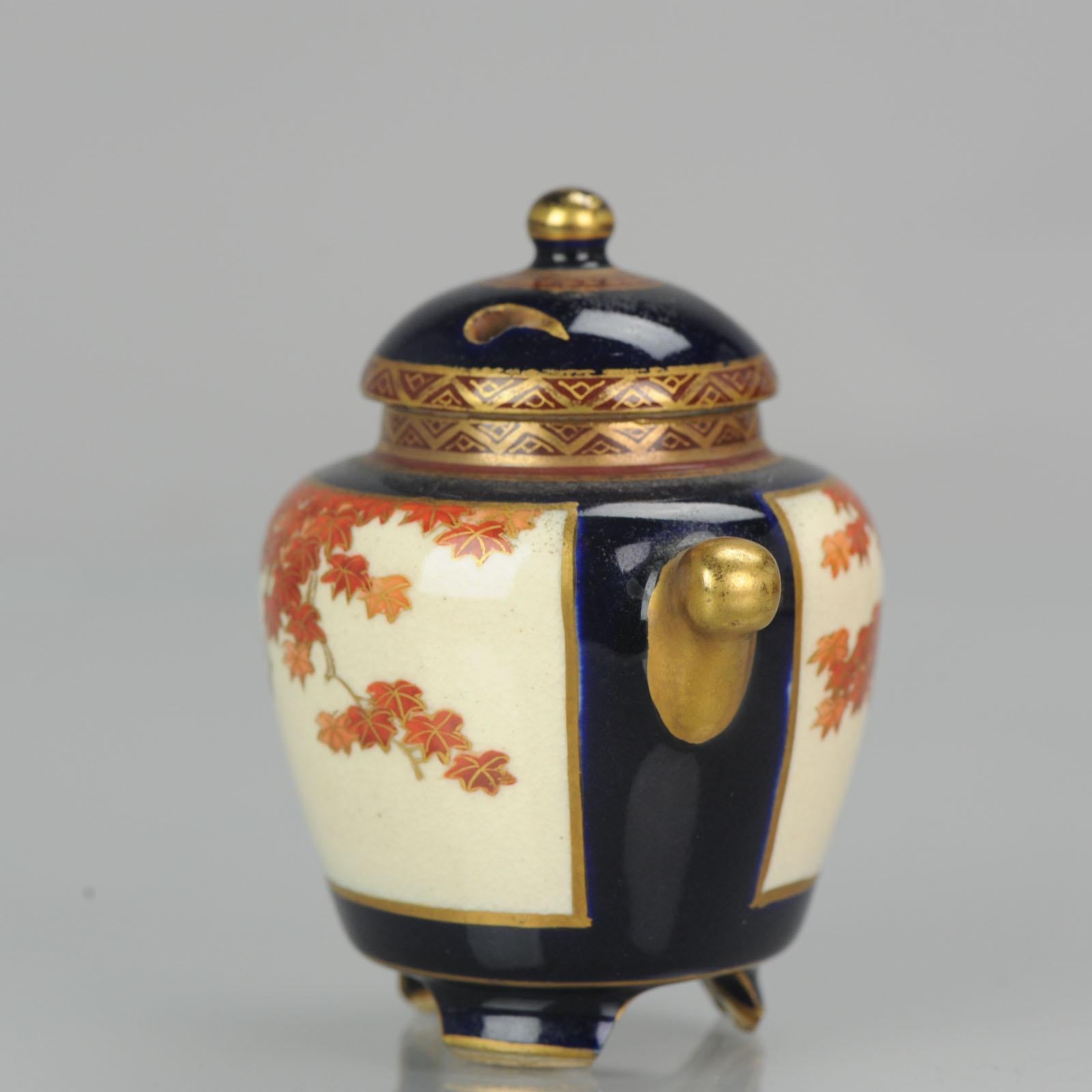 Antiker japanischer Satsuma Mini Koro Weihrauchbrenner, Japan, Meiji-Periode (Japanisch)