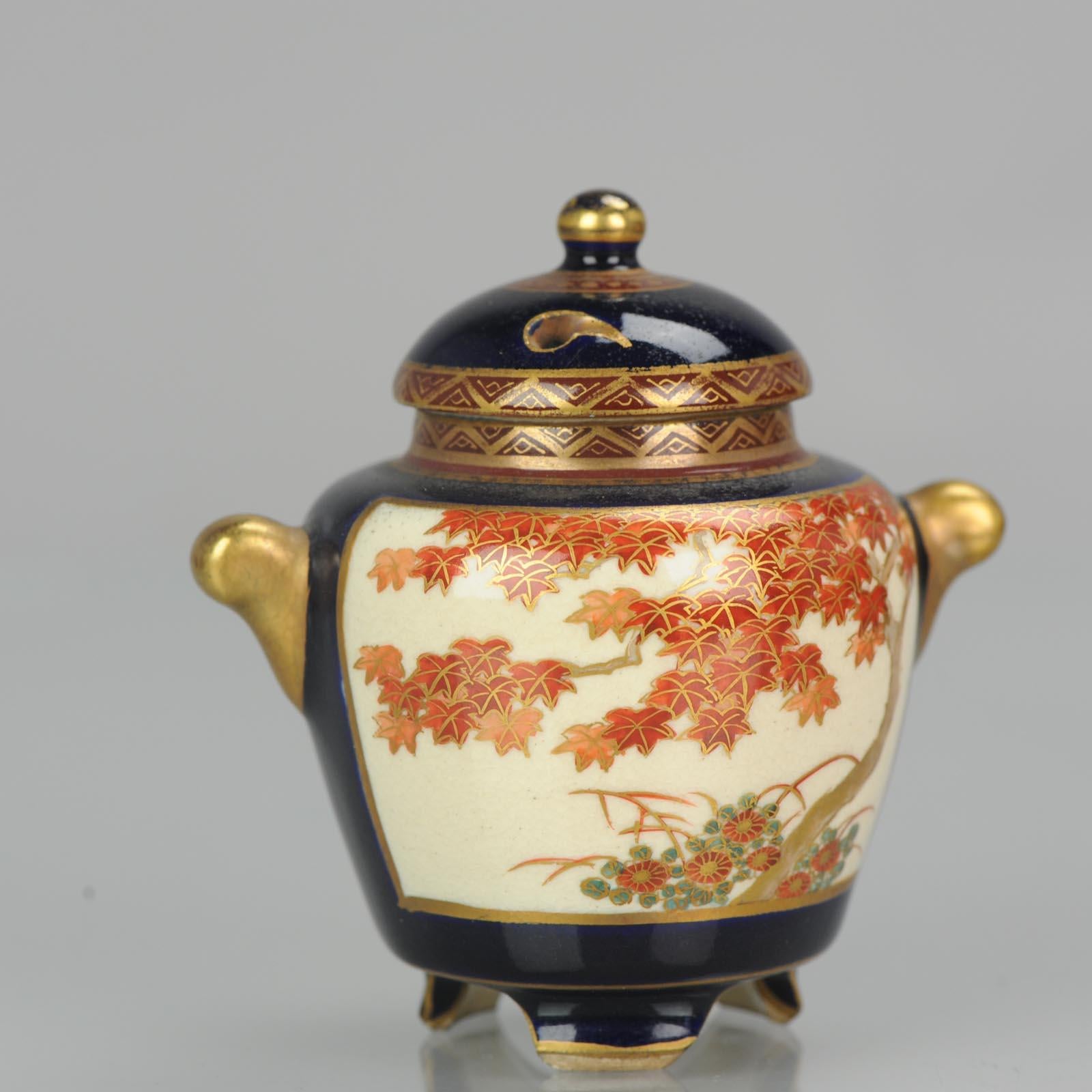 Antique Japanese Satsuma Mini Koro Incense Burner Japan Meiji Period In Excellent Condition For Sale In Amsterdam, Noord Holland