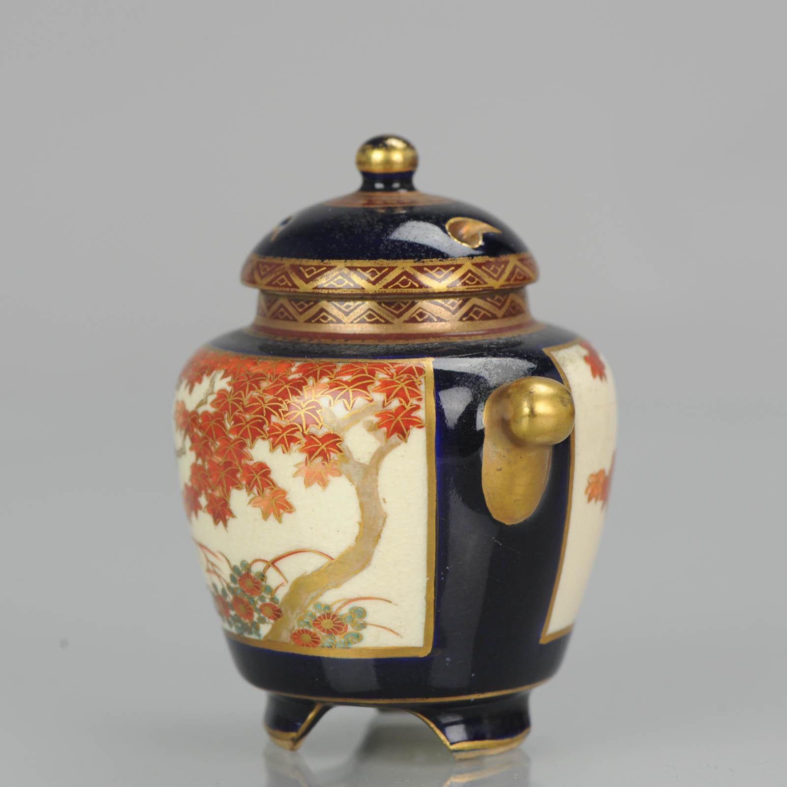 Antique Japanese Satsuma Mini Koro Incense Burner Japan Meiji Period For Sale 1