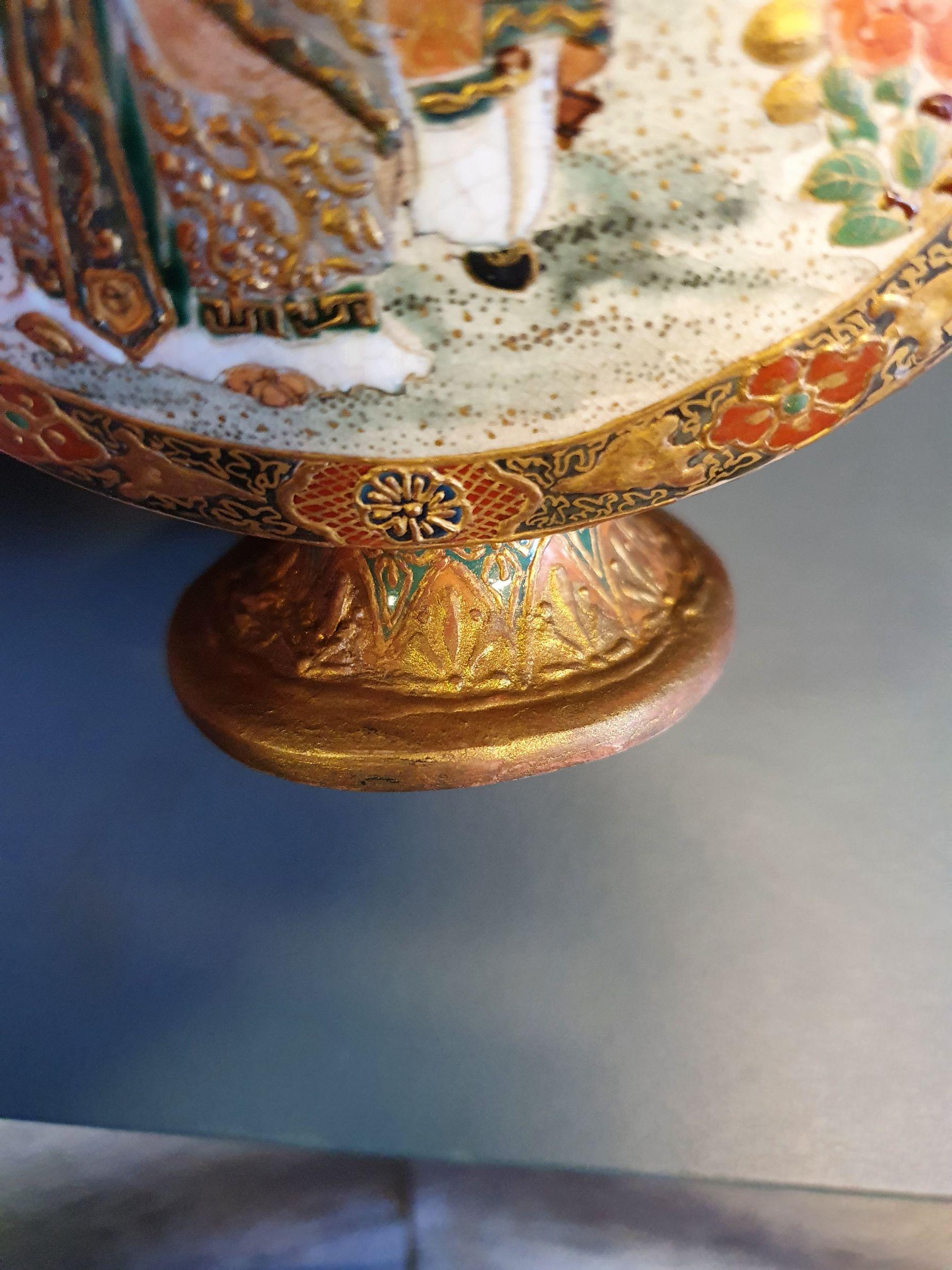 Antique 19th Century Japanese Satsuma Moonflask Vase Japan Figures Meiji Period 11