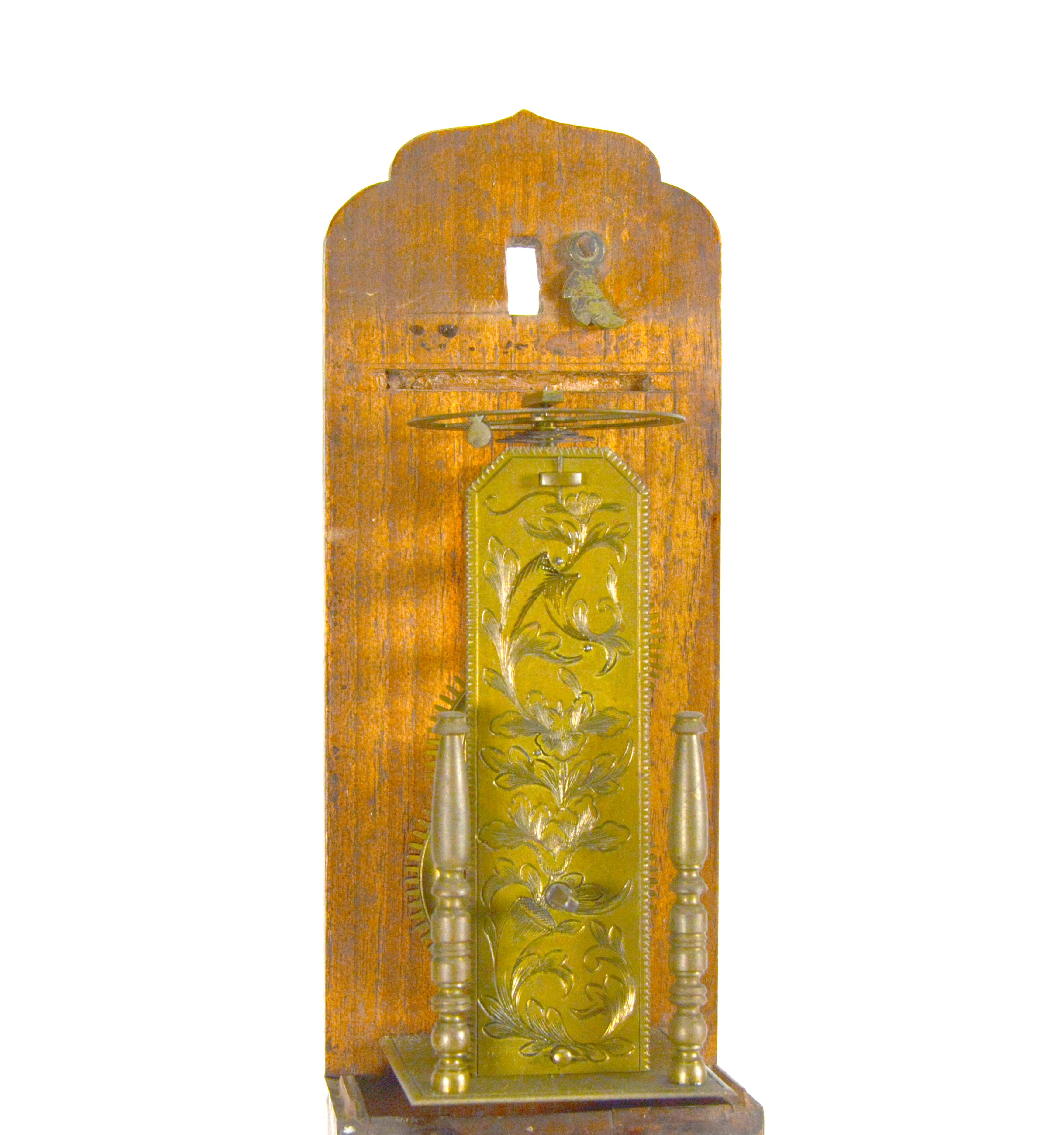 Antiguo s. XIX Reloj de Pared Japonés Shaku Dokei Colgante Pilar de Palo Latón en venta