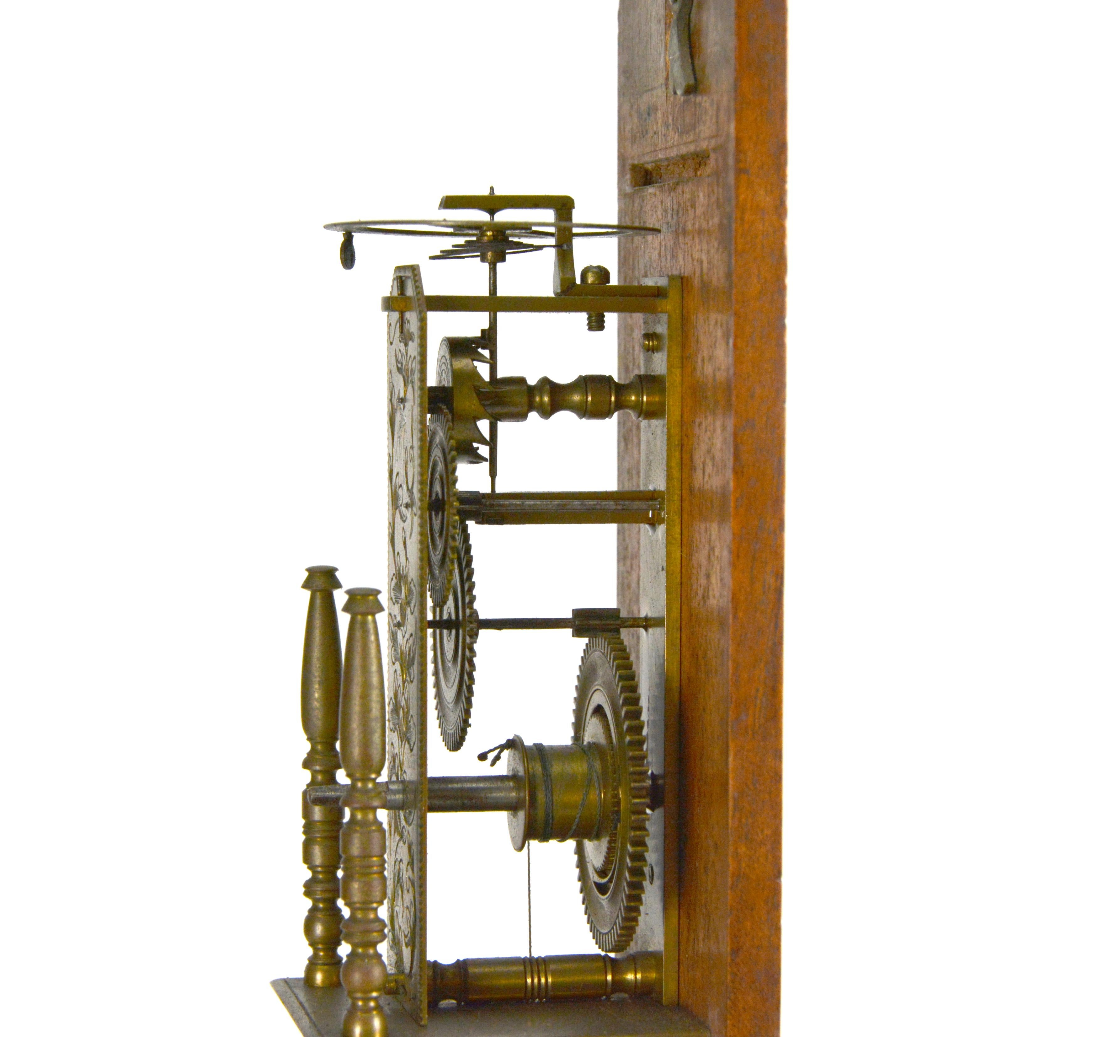 Antiguo s. XIX Reloj de Pared Japonés Shaku Dokei Colgante Pilar de Palo en venta 1